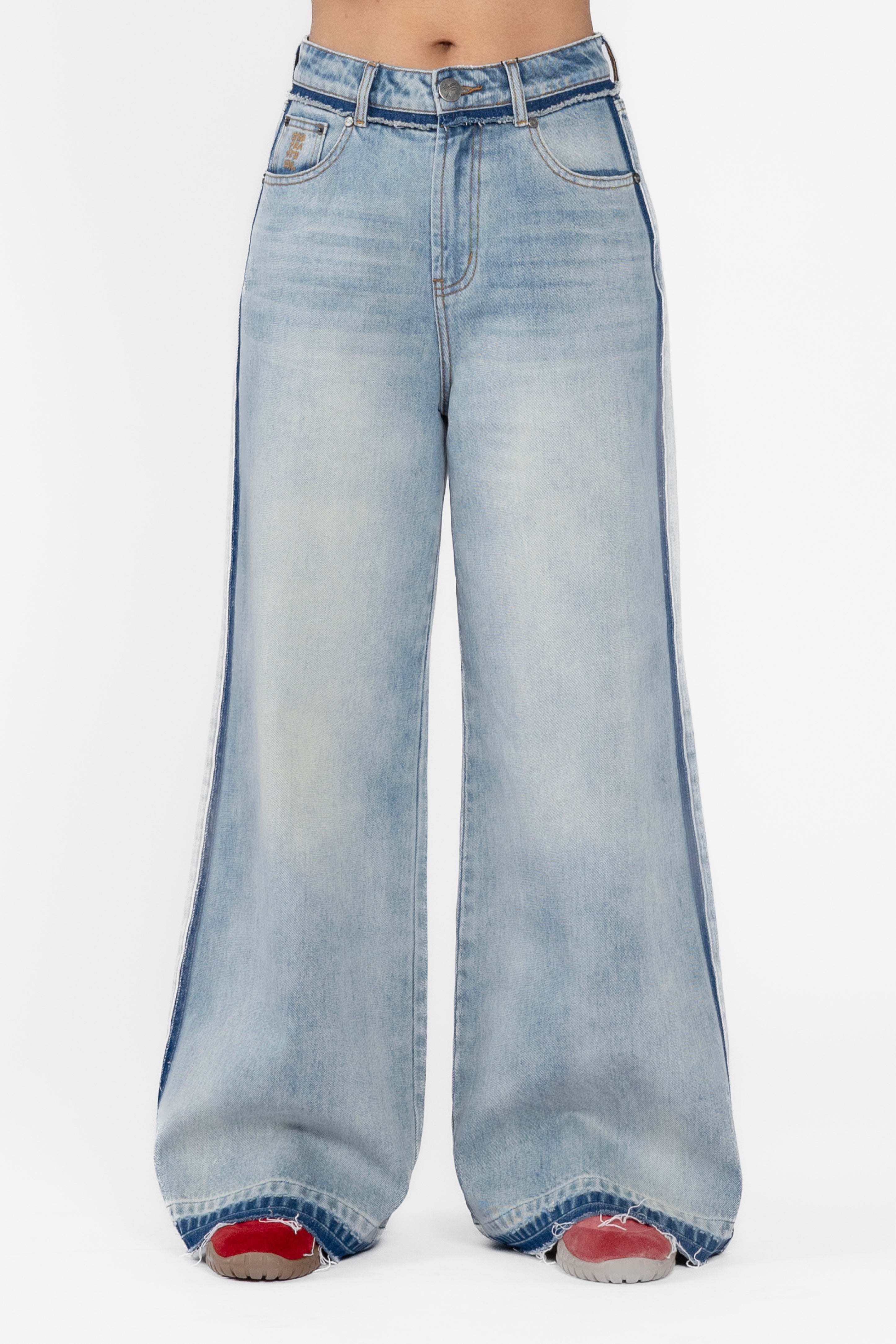 Split Party Mid Waist Wide Leg Jean