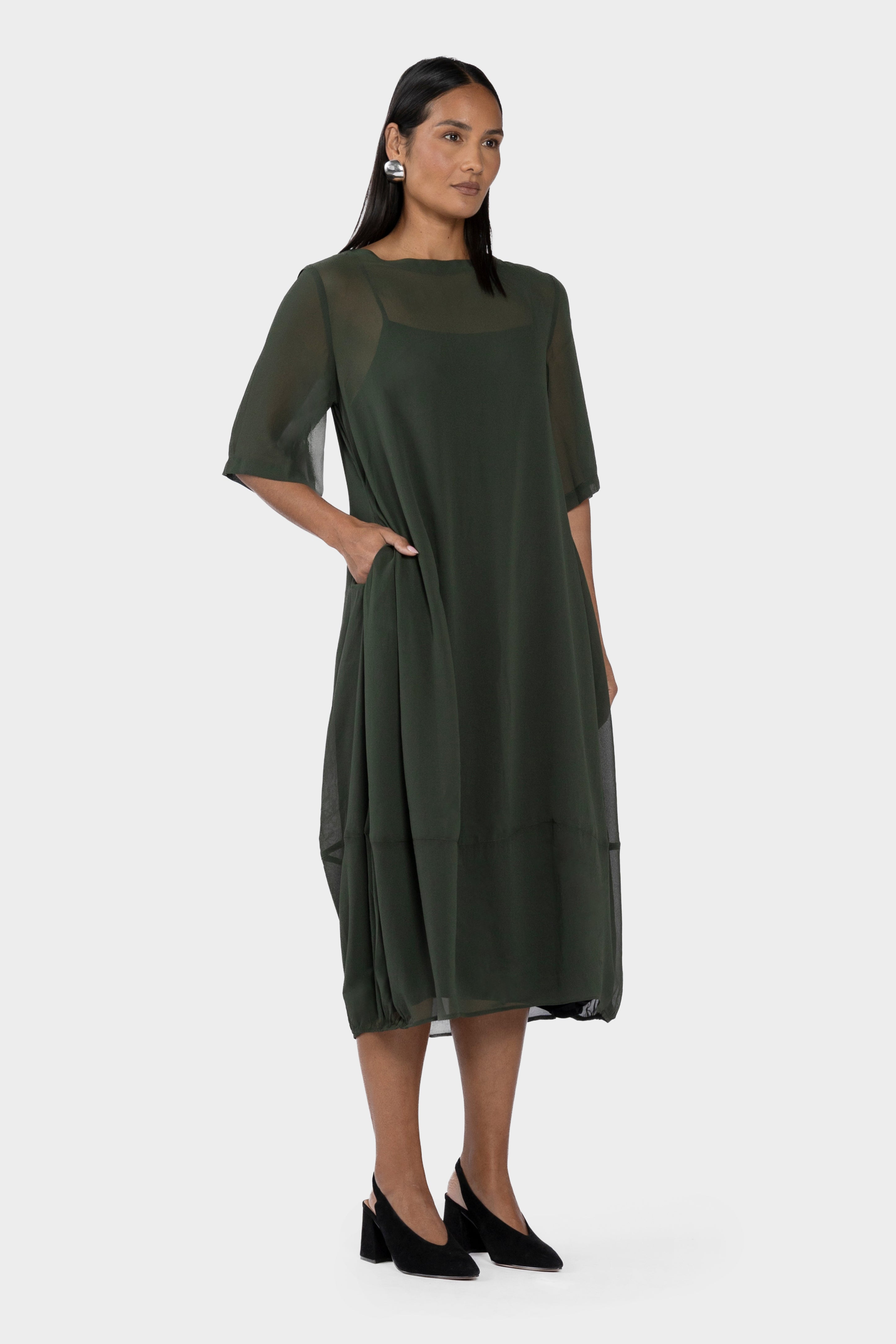 Maison Chiffon Midi Dress