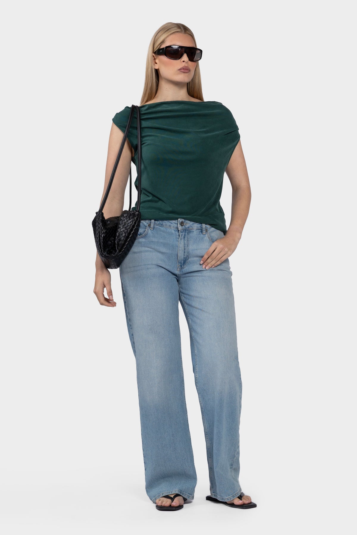 Verdi Asymmetric Knit Top - Emerald