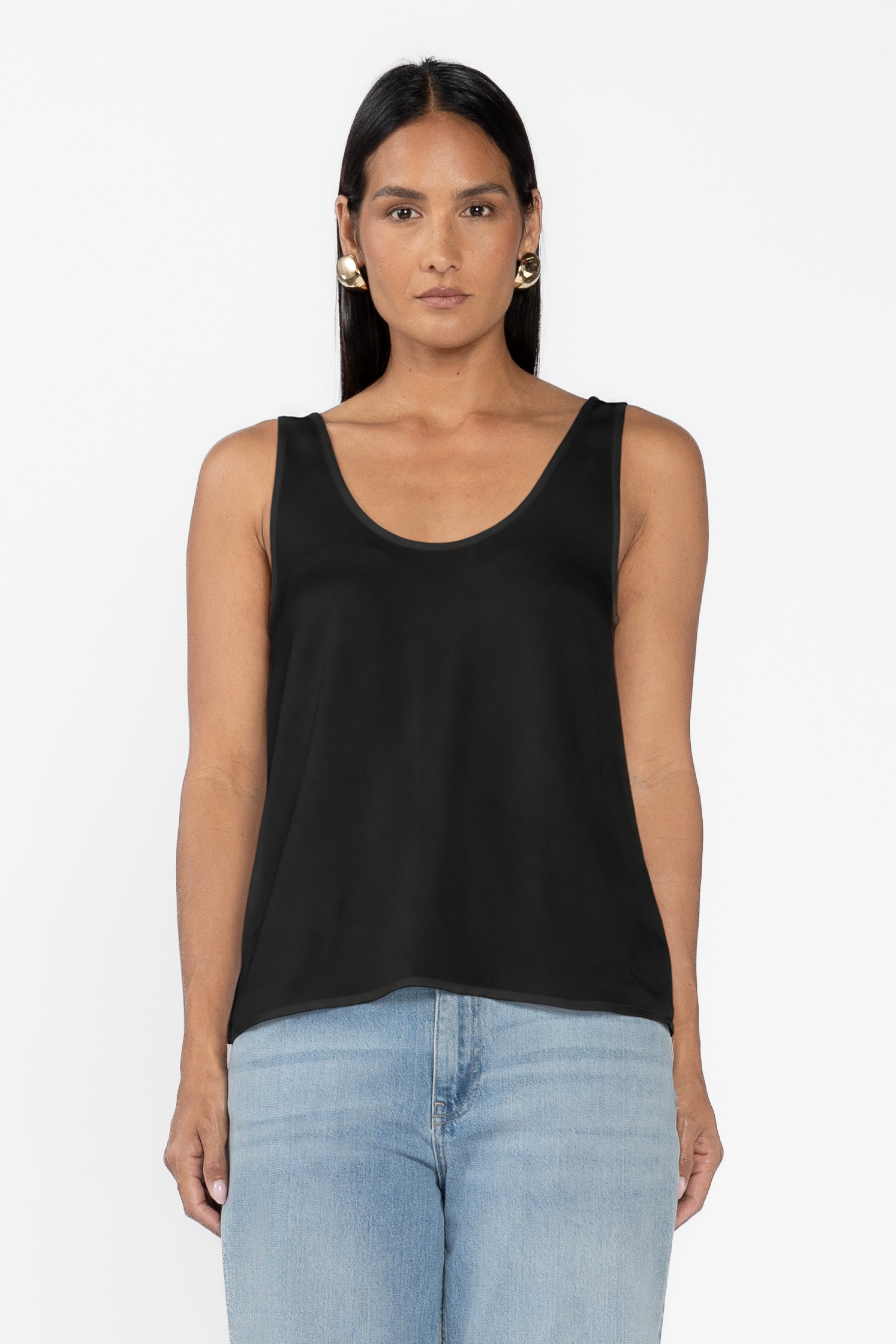 Anna Scoop Neck Cami - Black