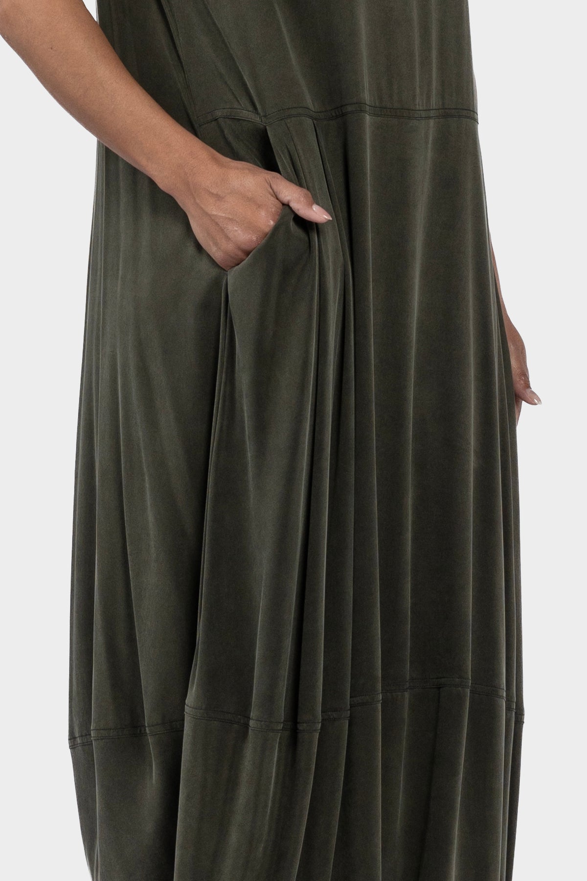 Bertie Short Sleeve Bubble Hem Dress - Khaki