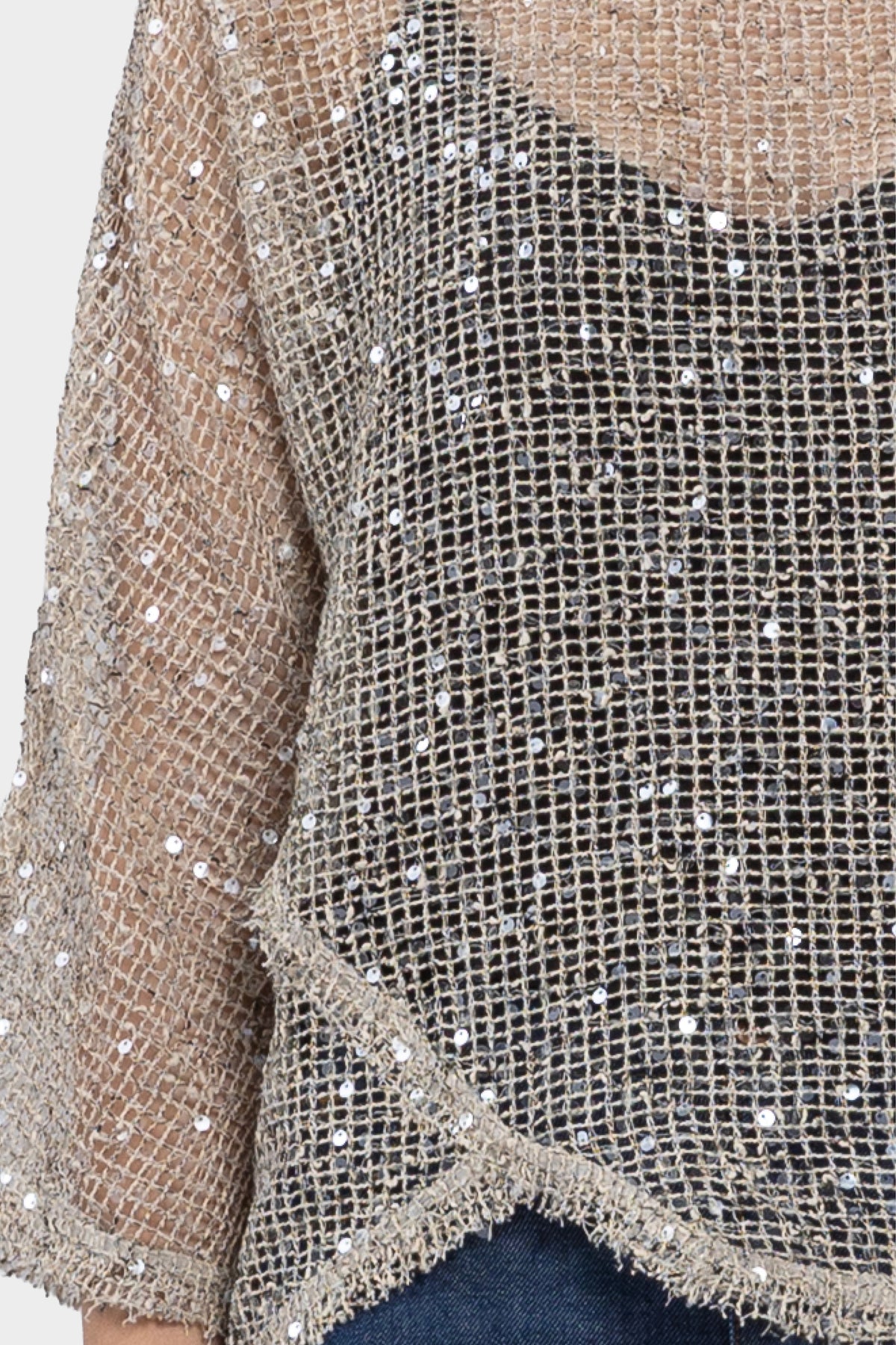 Festival Sequin Mesh Top - Mushroom