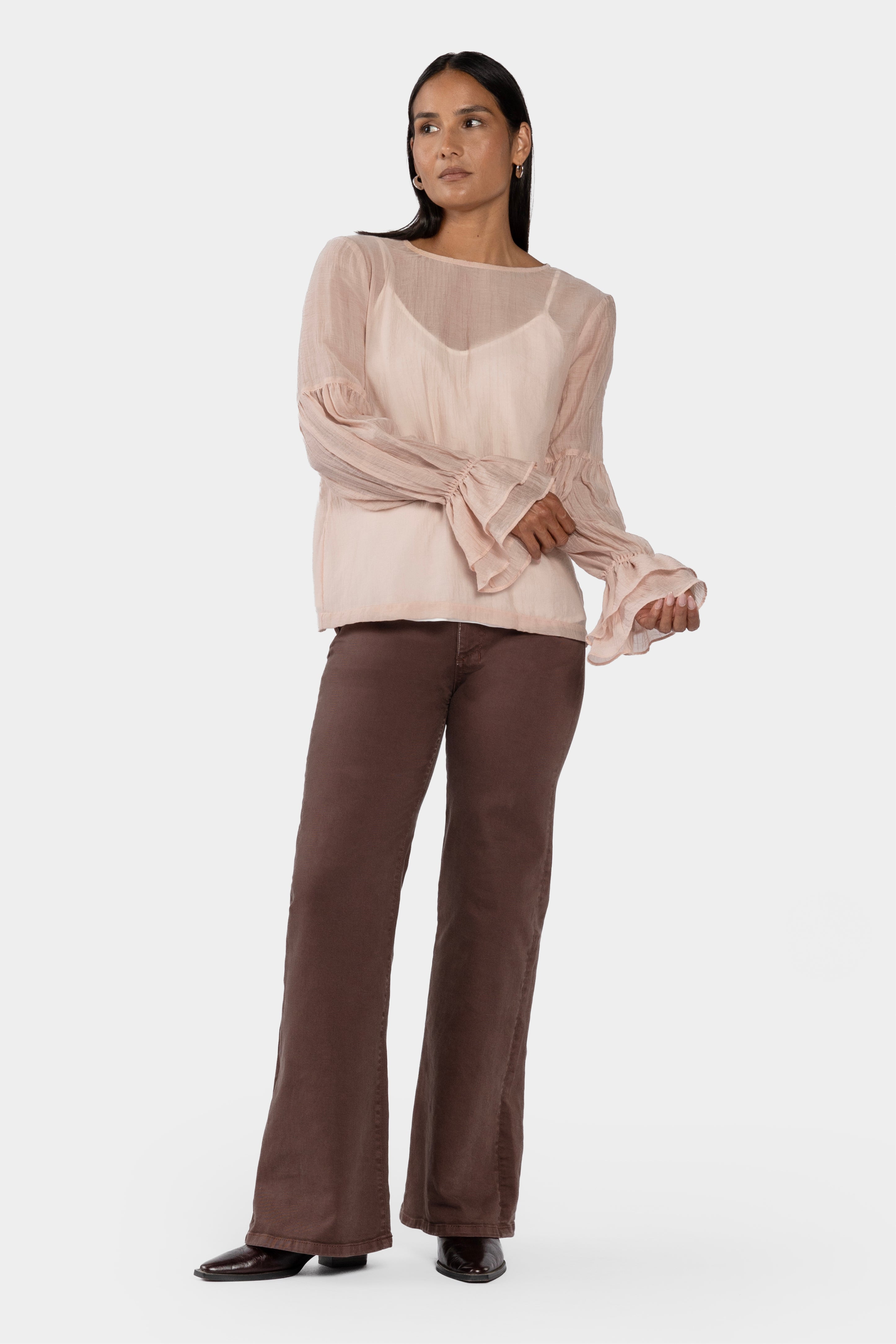 Poet Long Sleeve Semi-Sheer Blouse