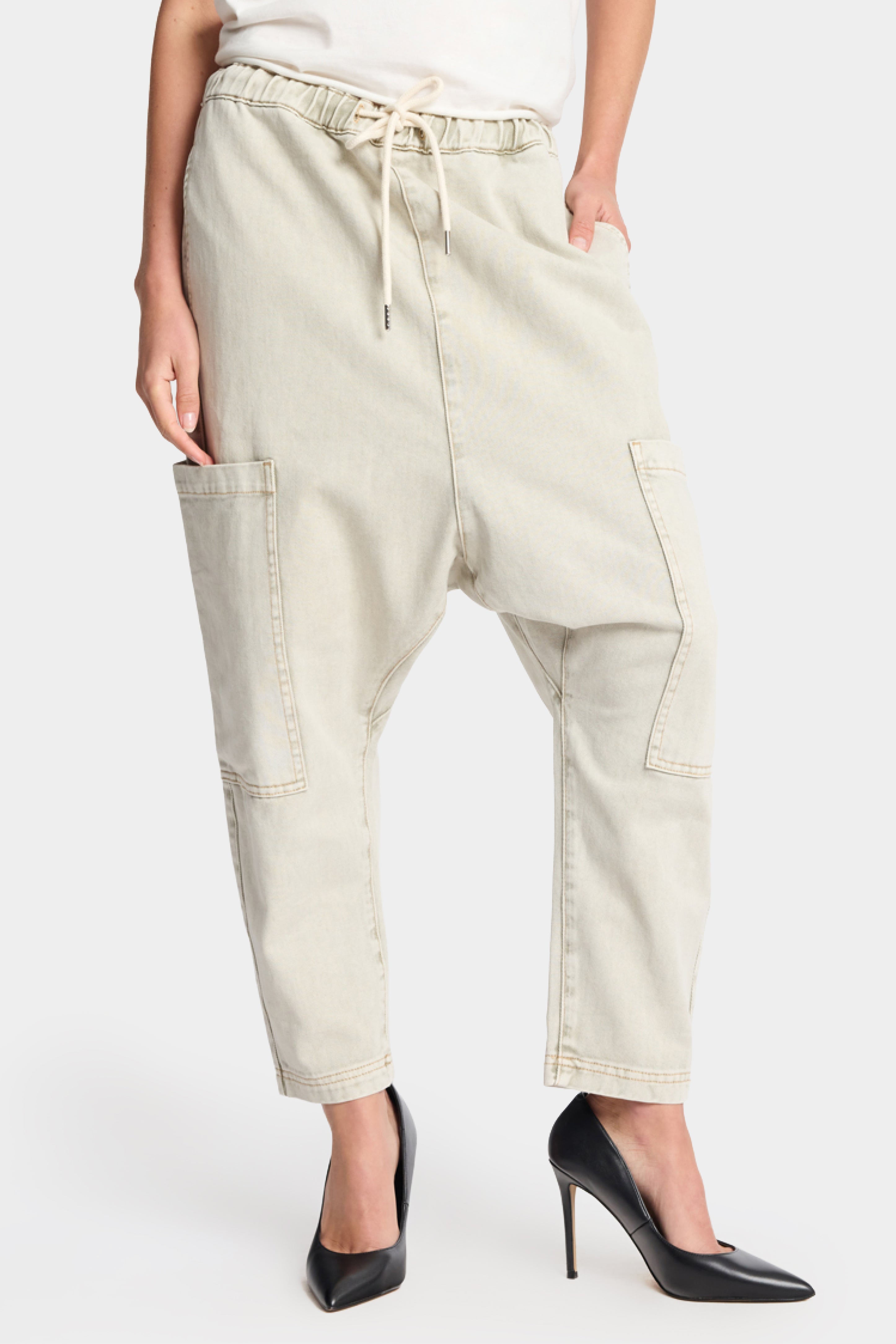 Isla Low Waist Drawstring Harem Denim Jeans