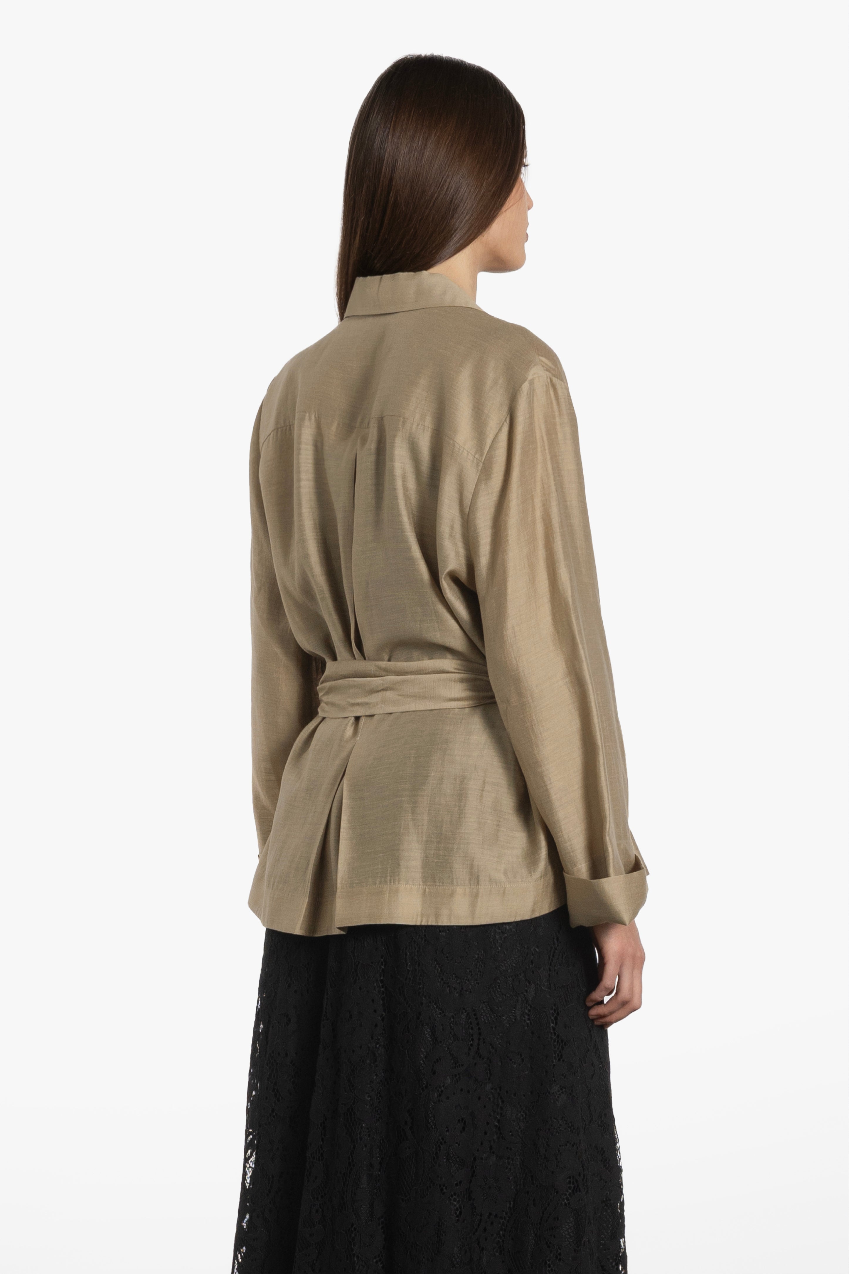 Amaretto Cropped Belted Jacket