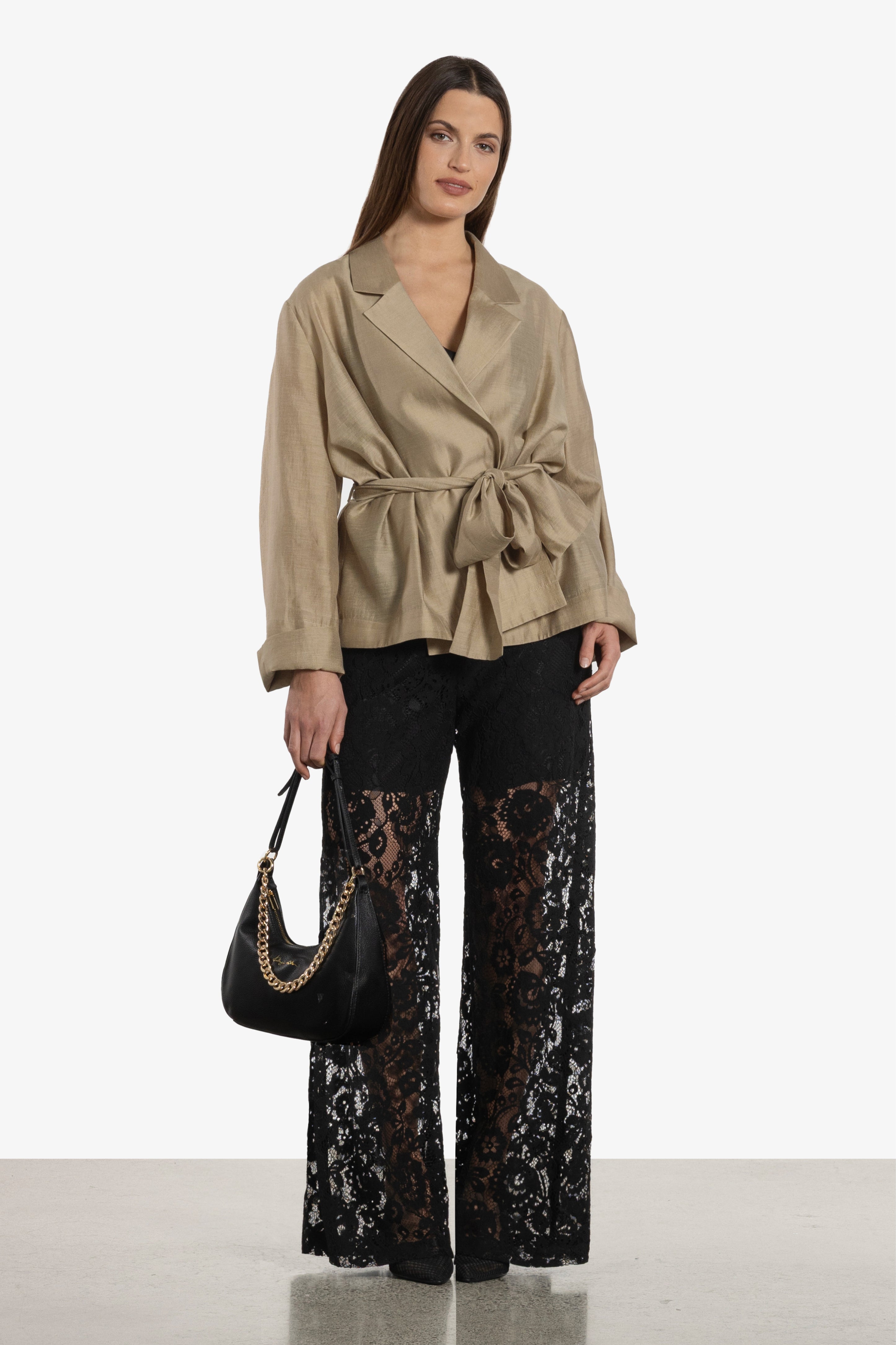 Amaretto Cropped Belted Jacket