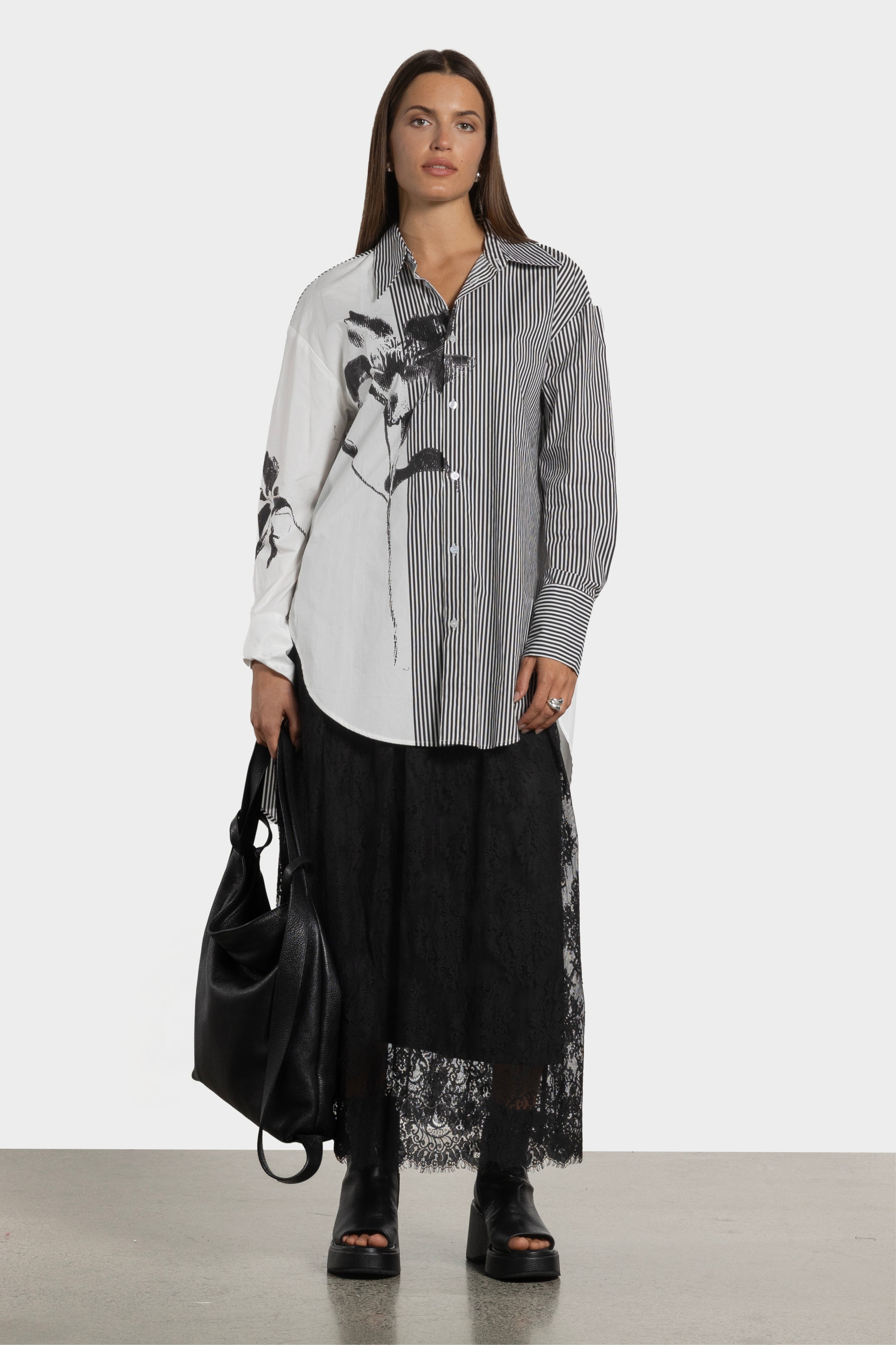 Bloom Stripe Floral Print Shirt
