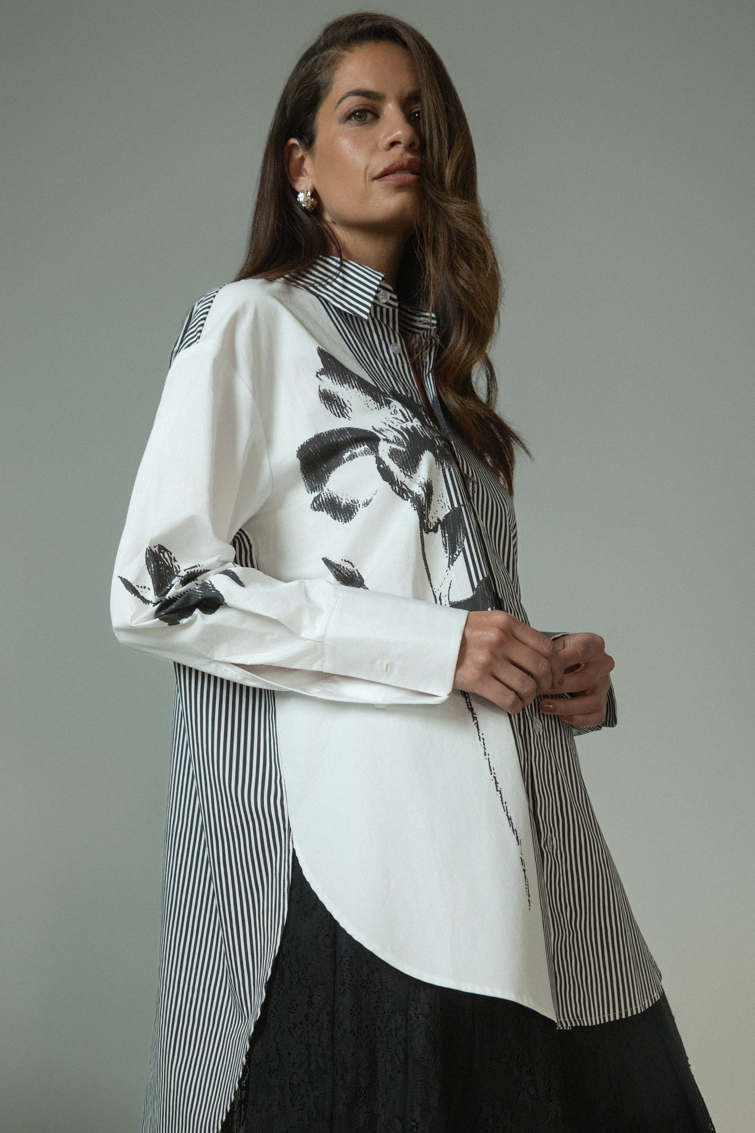 Bloom Stripe Floral Print Shirt