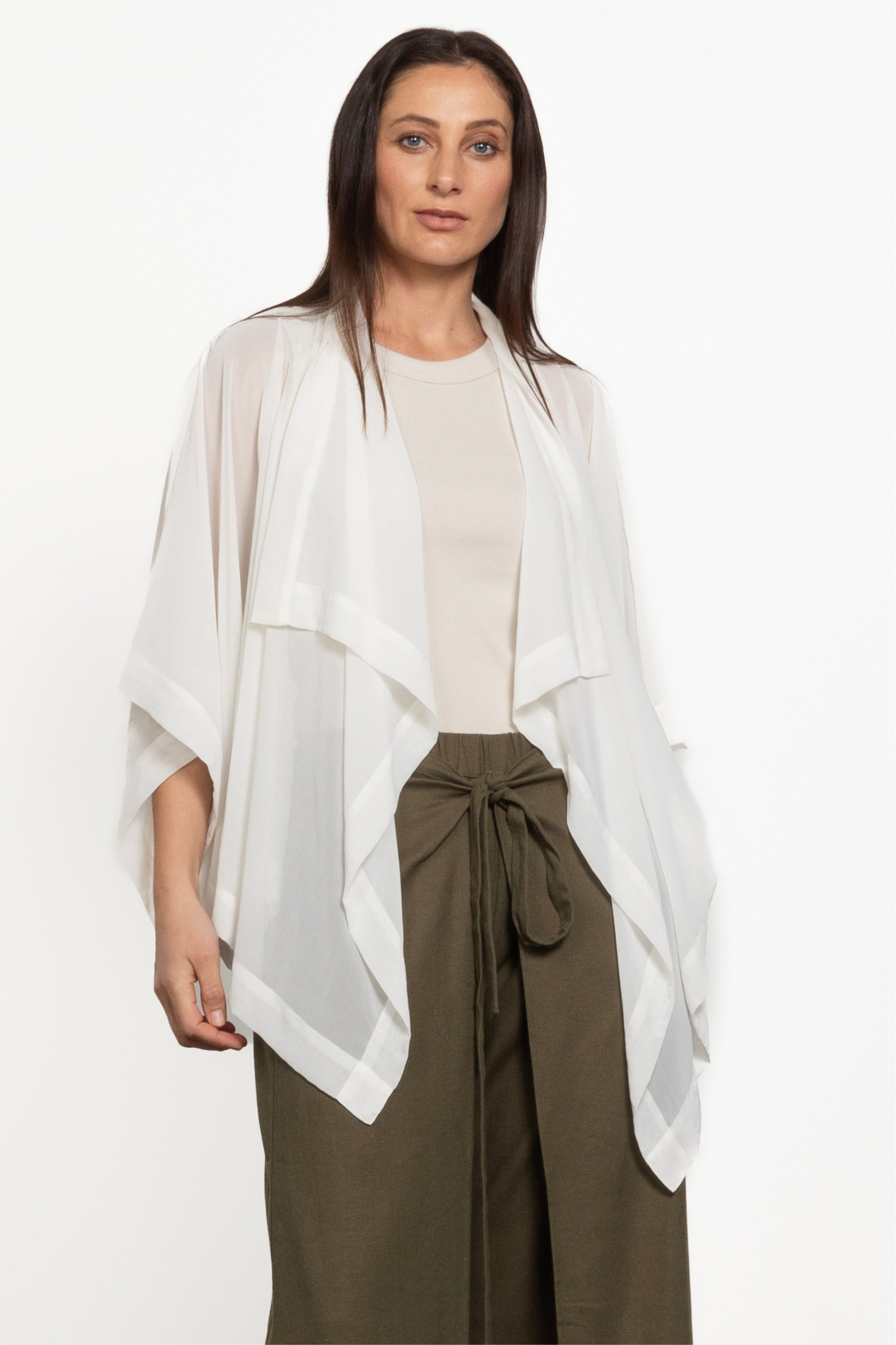 Cascade Sheer Short Kimono
