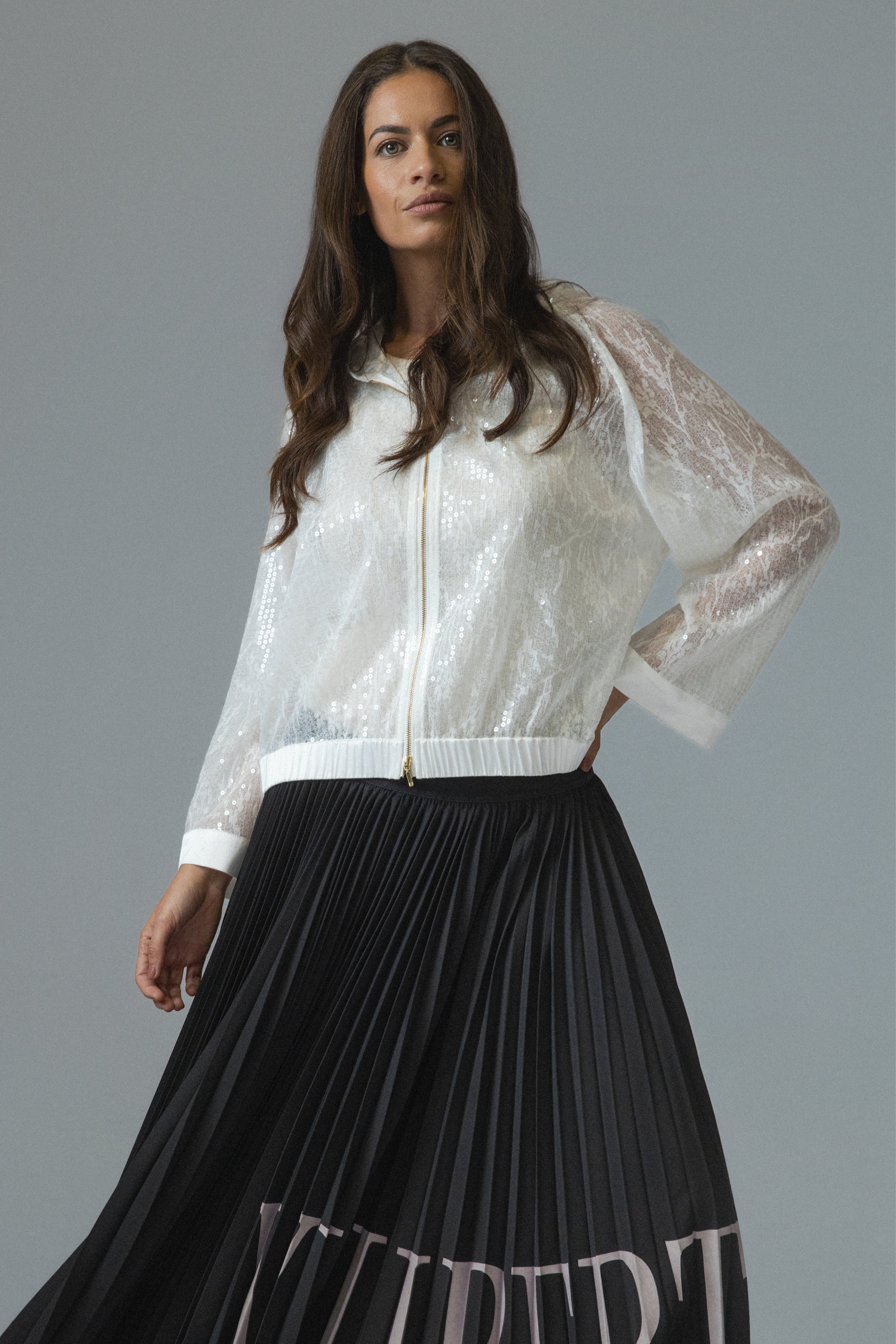 Cassia Sequin Hooded Bomber