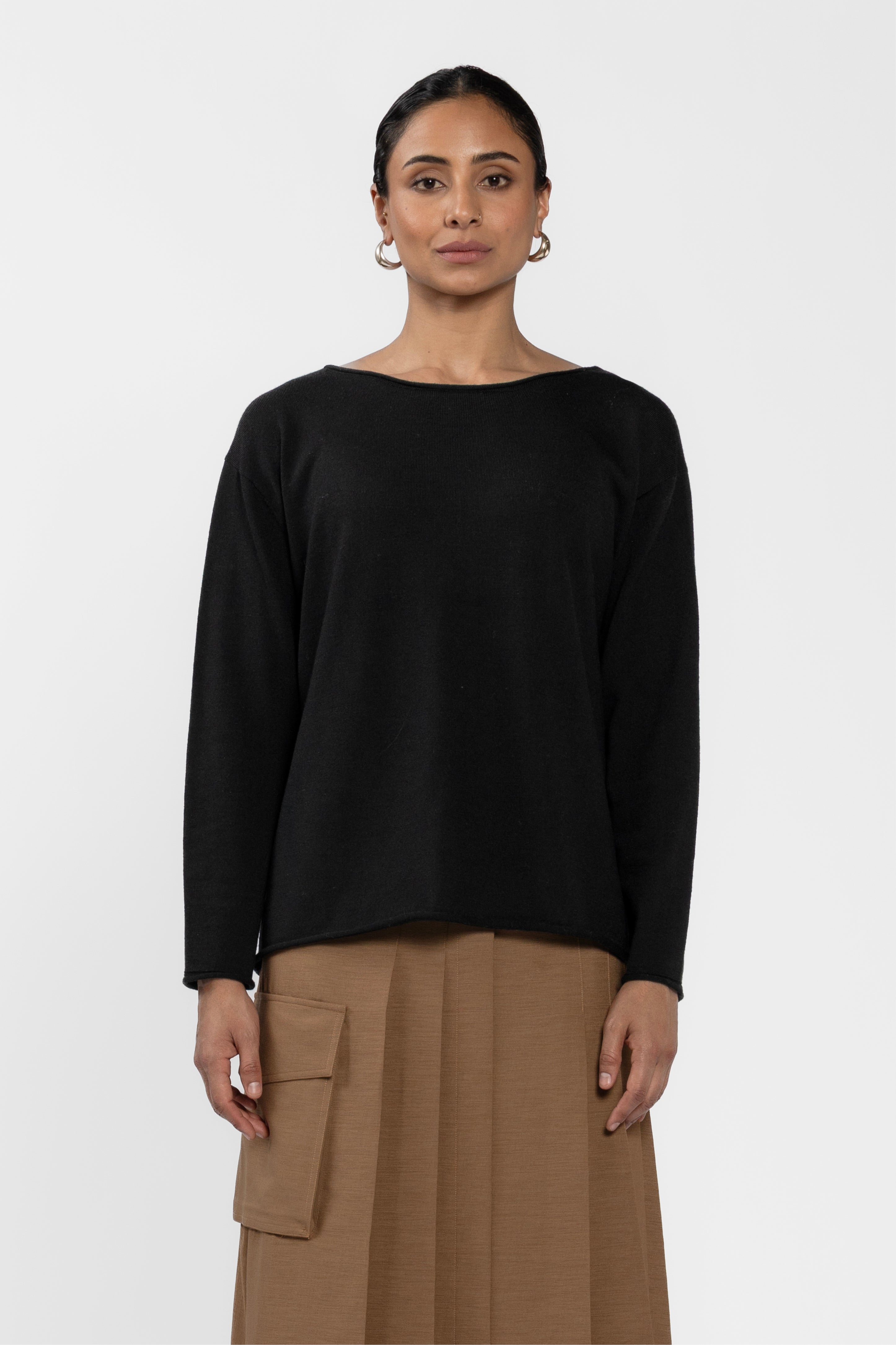 Charm Roll Hem Merino Jumper