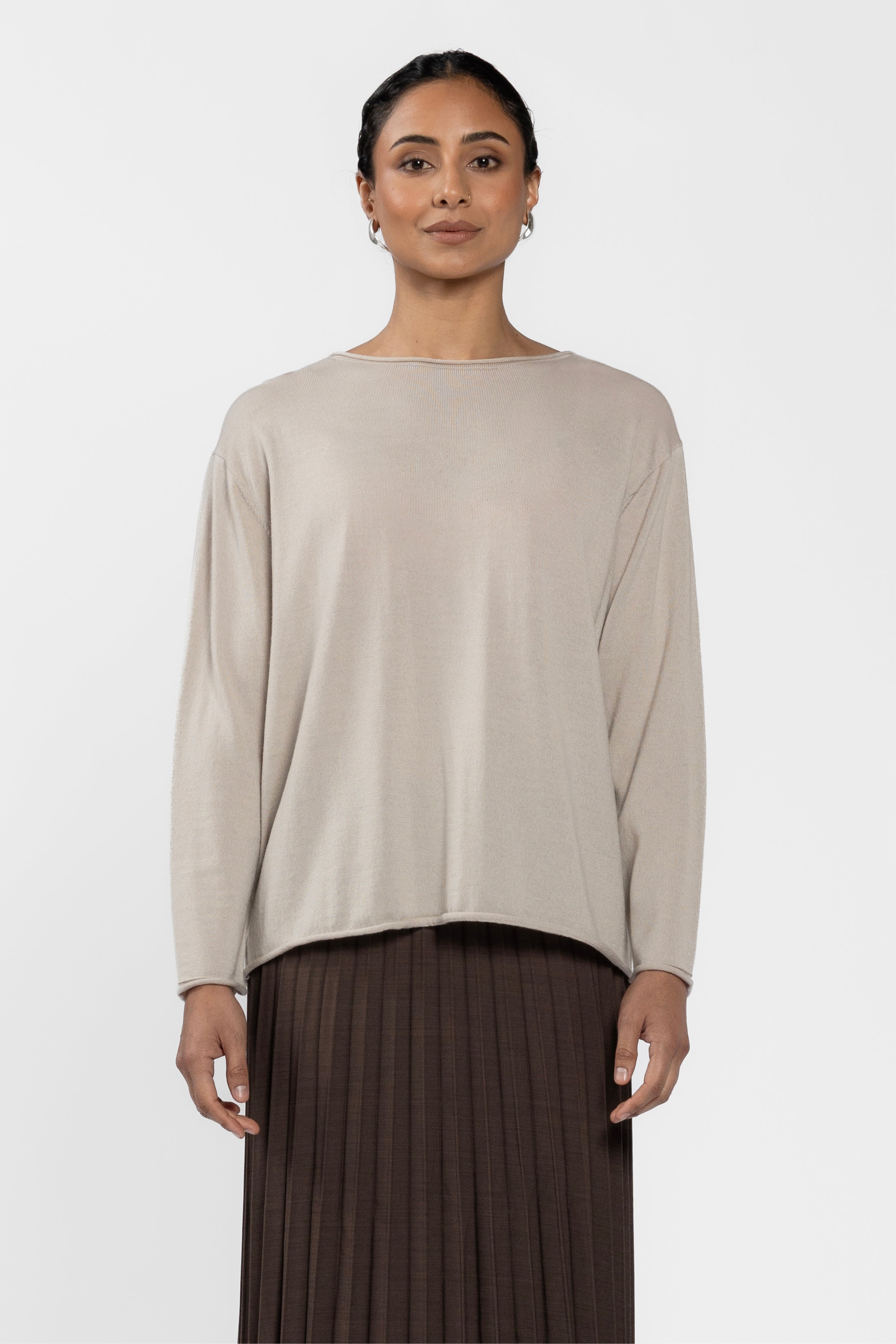Charm Roll Hem Merino Jumper
