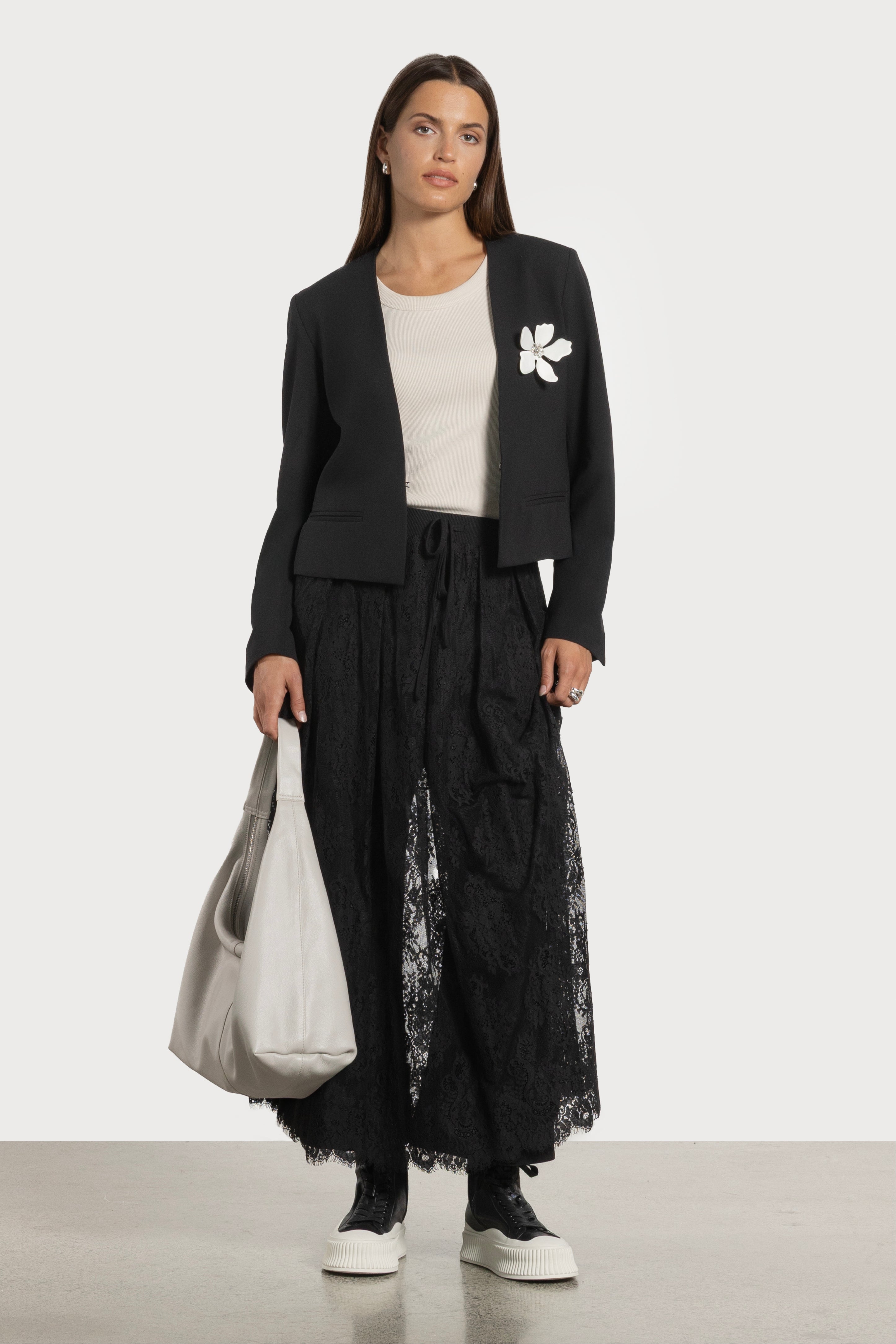 Cindy Cropped Jacket in Black, Green | REPERTOIRE | Repertoire NZ