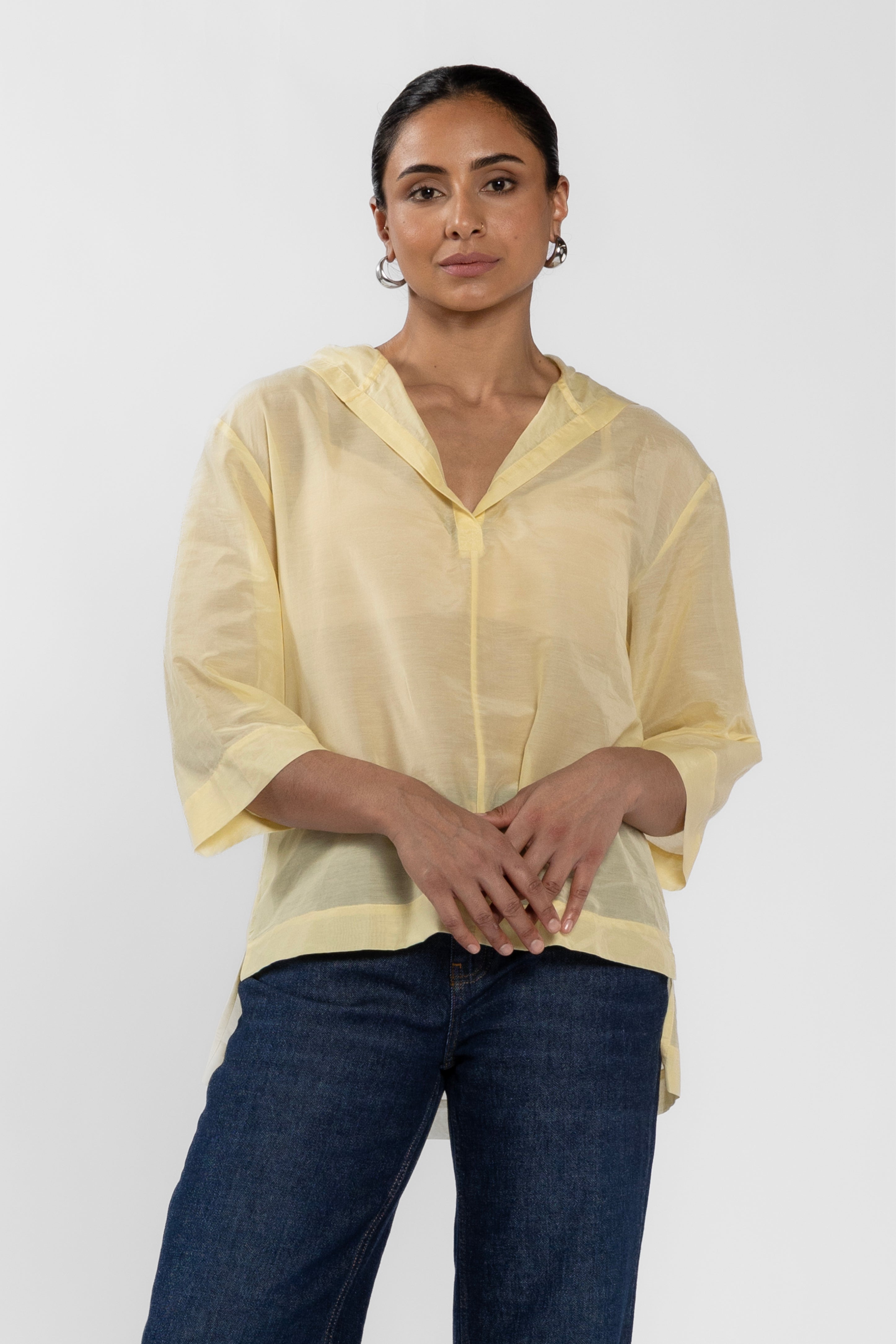 Corfu Cotton And Silk Hooded Top