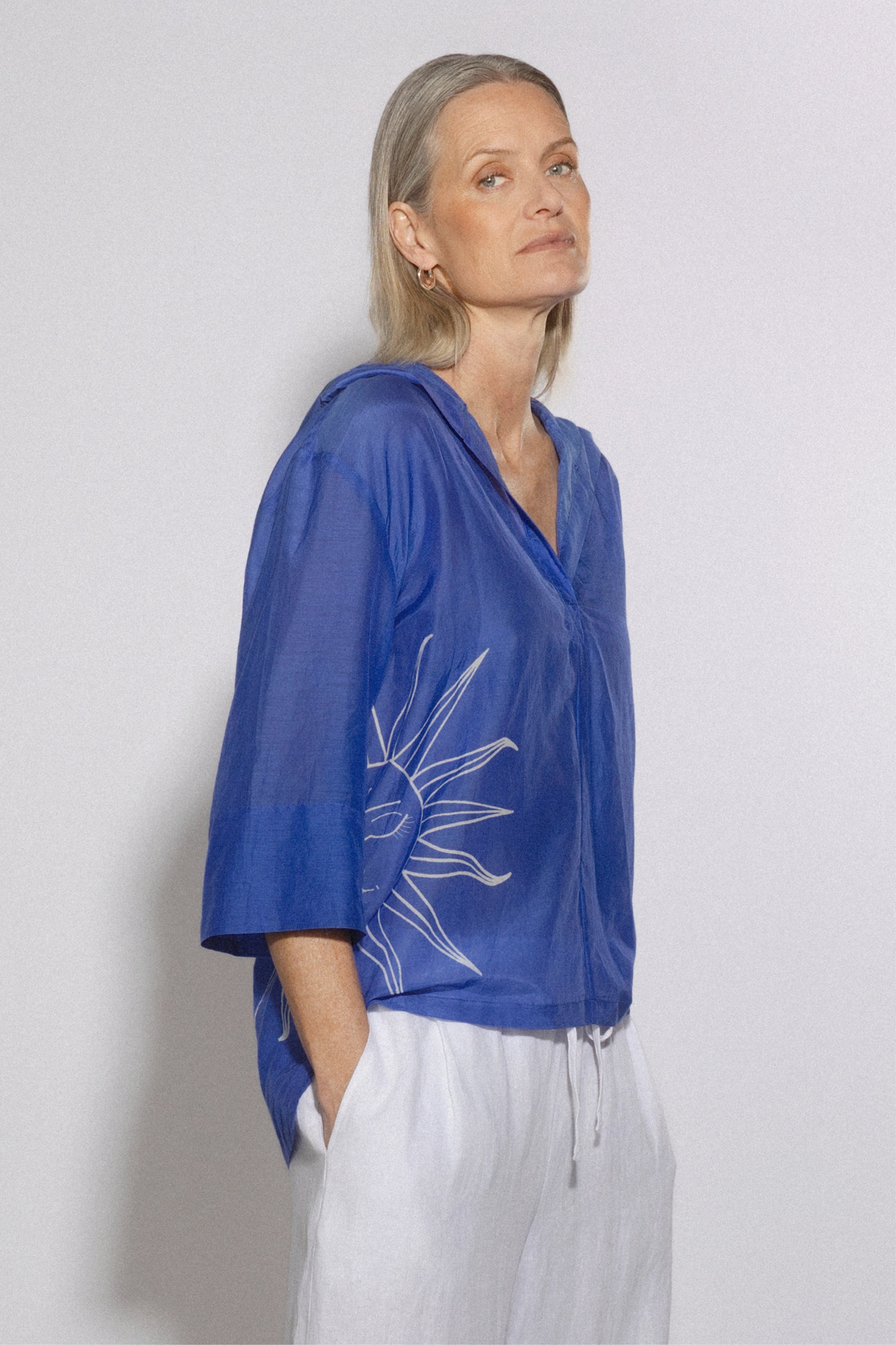 Corfu Cotton And Silk Hooded Top