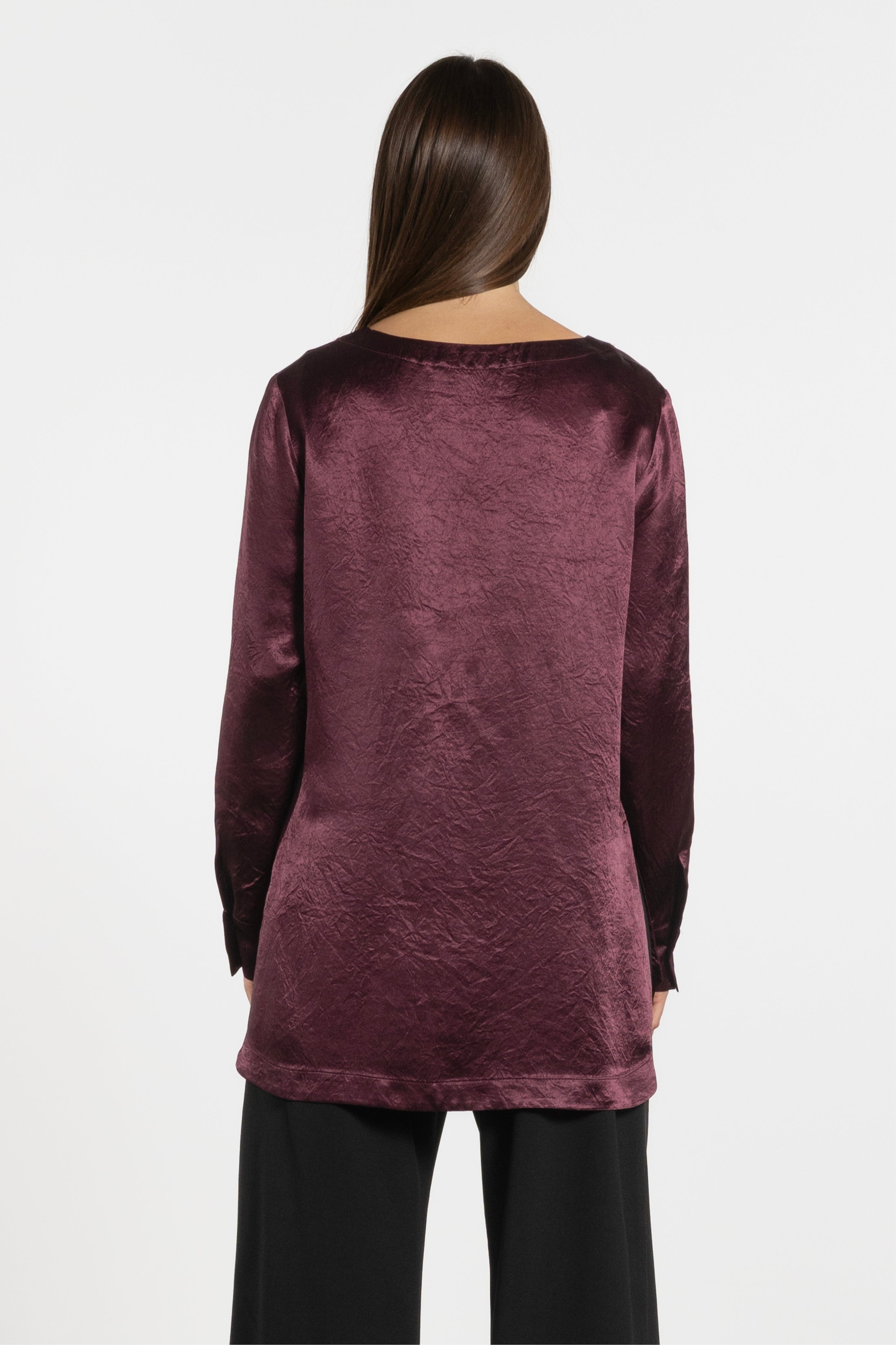 Florian Crushed Satin Long Sleeve Top