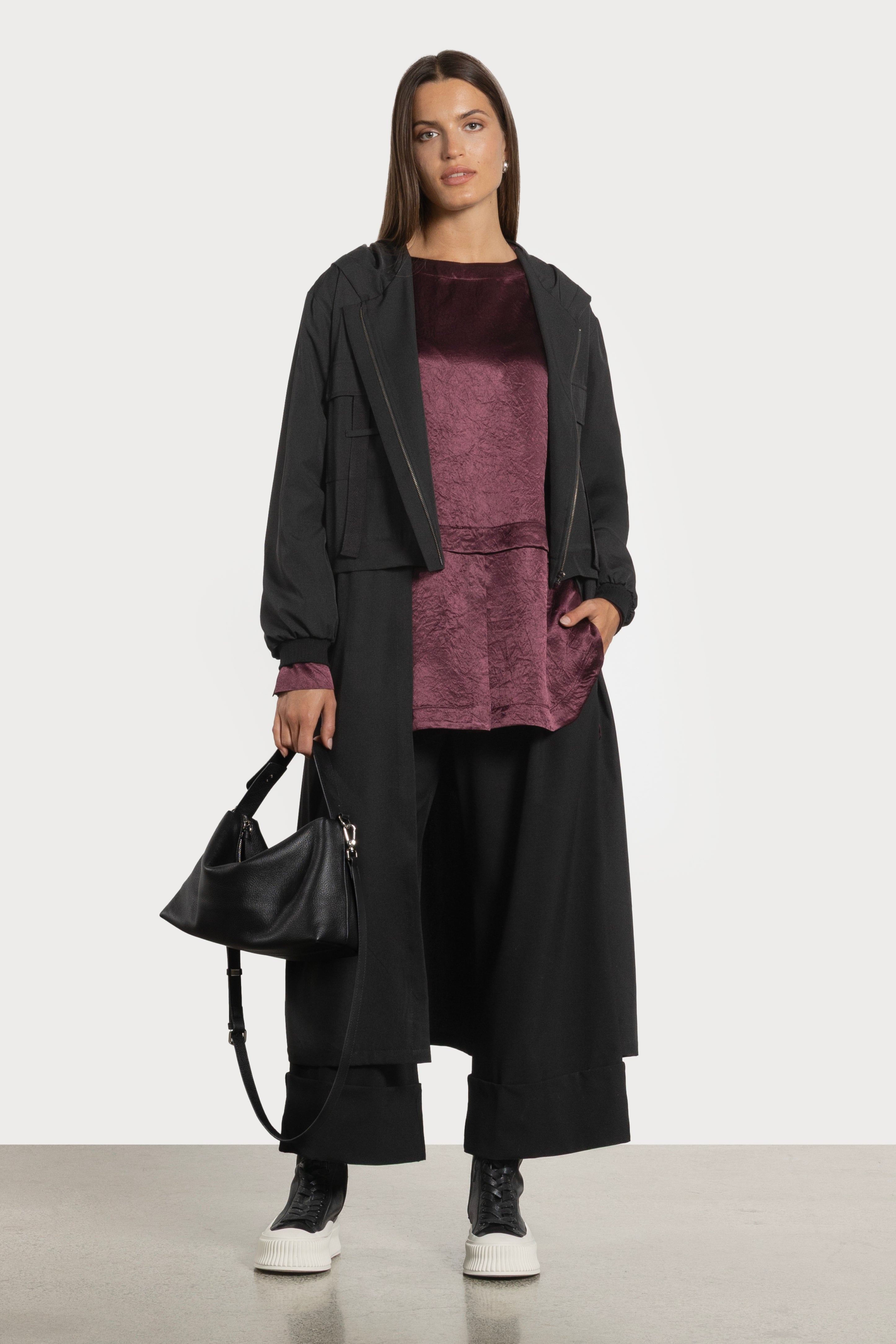 Florian Crushed Satin Long Sleeve Top