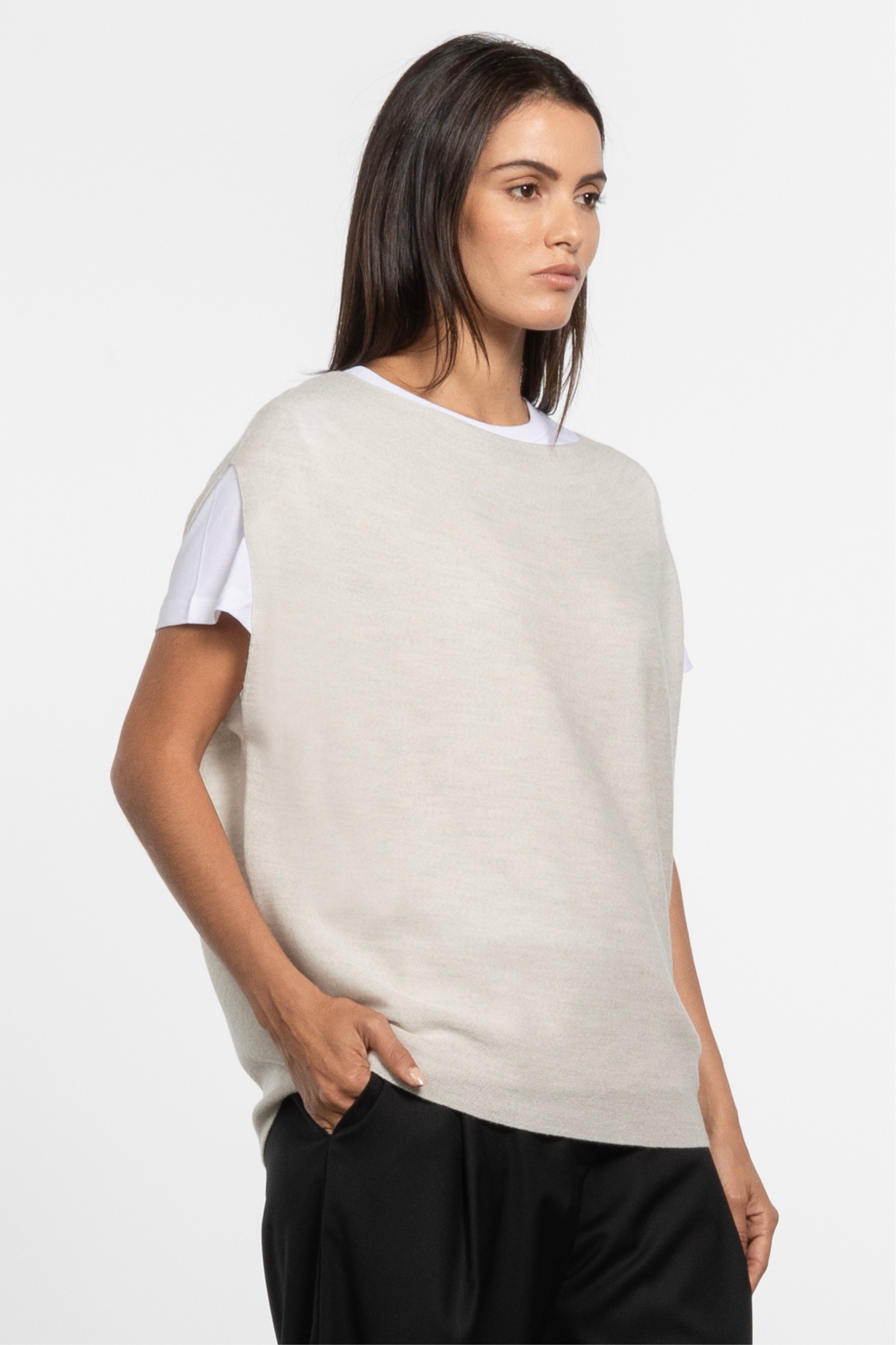 Frenchie Merino Sleeveless Gilet Top