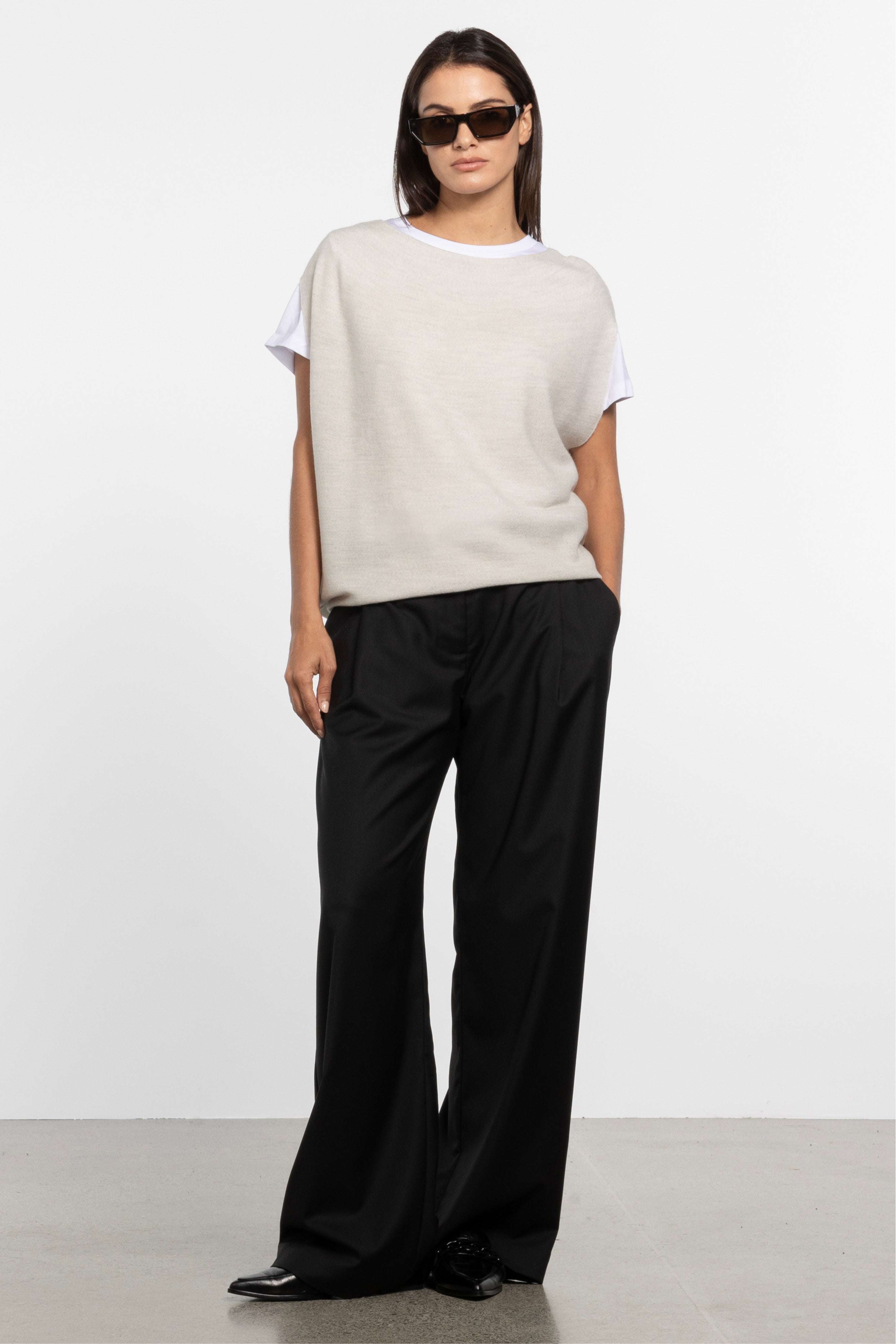 Frenchie Merino Sleeveless Gilet Top