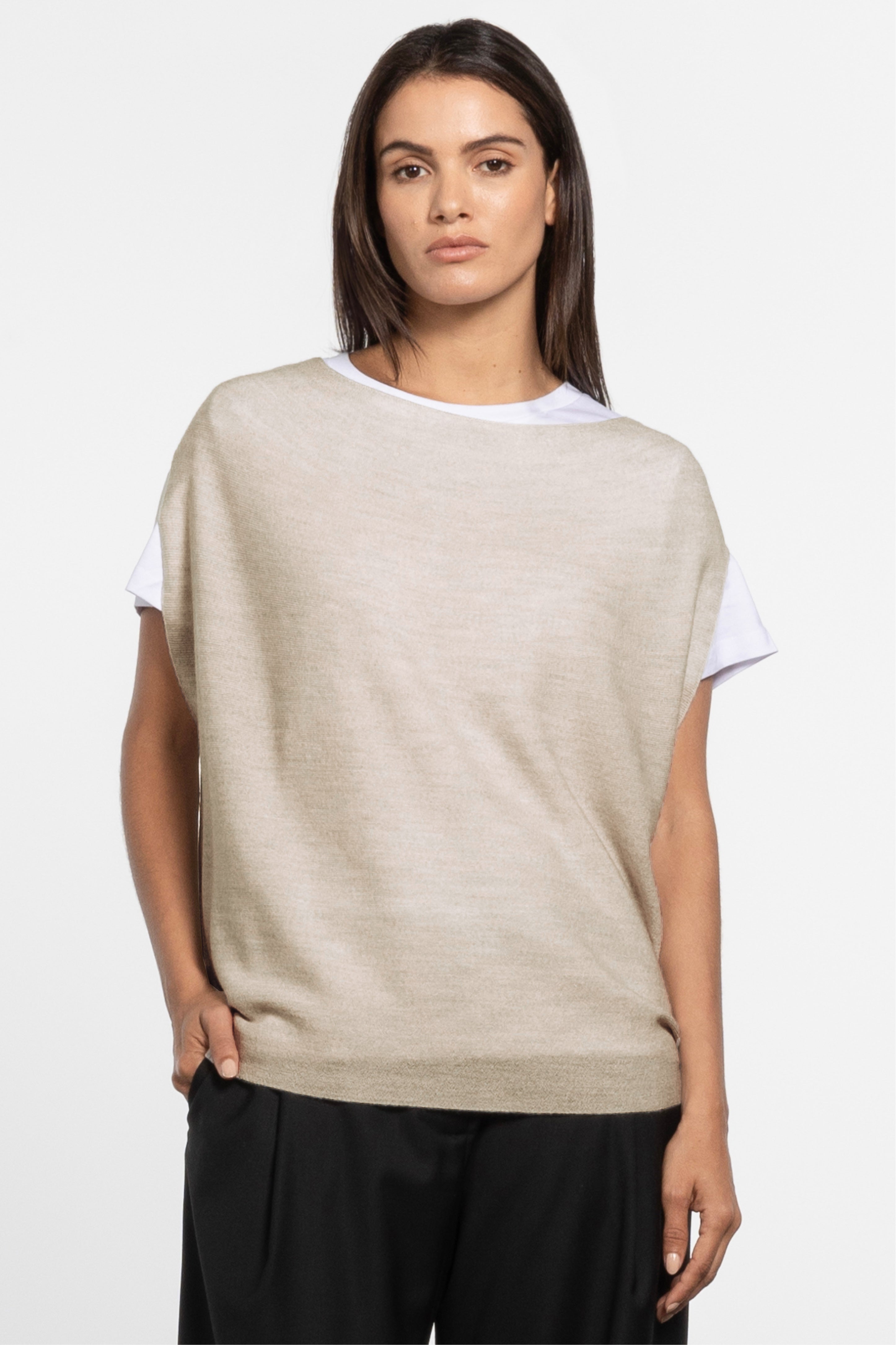 Frenchie Merino Sleeveless Gilet Top