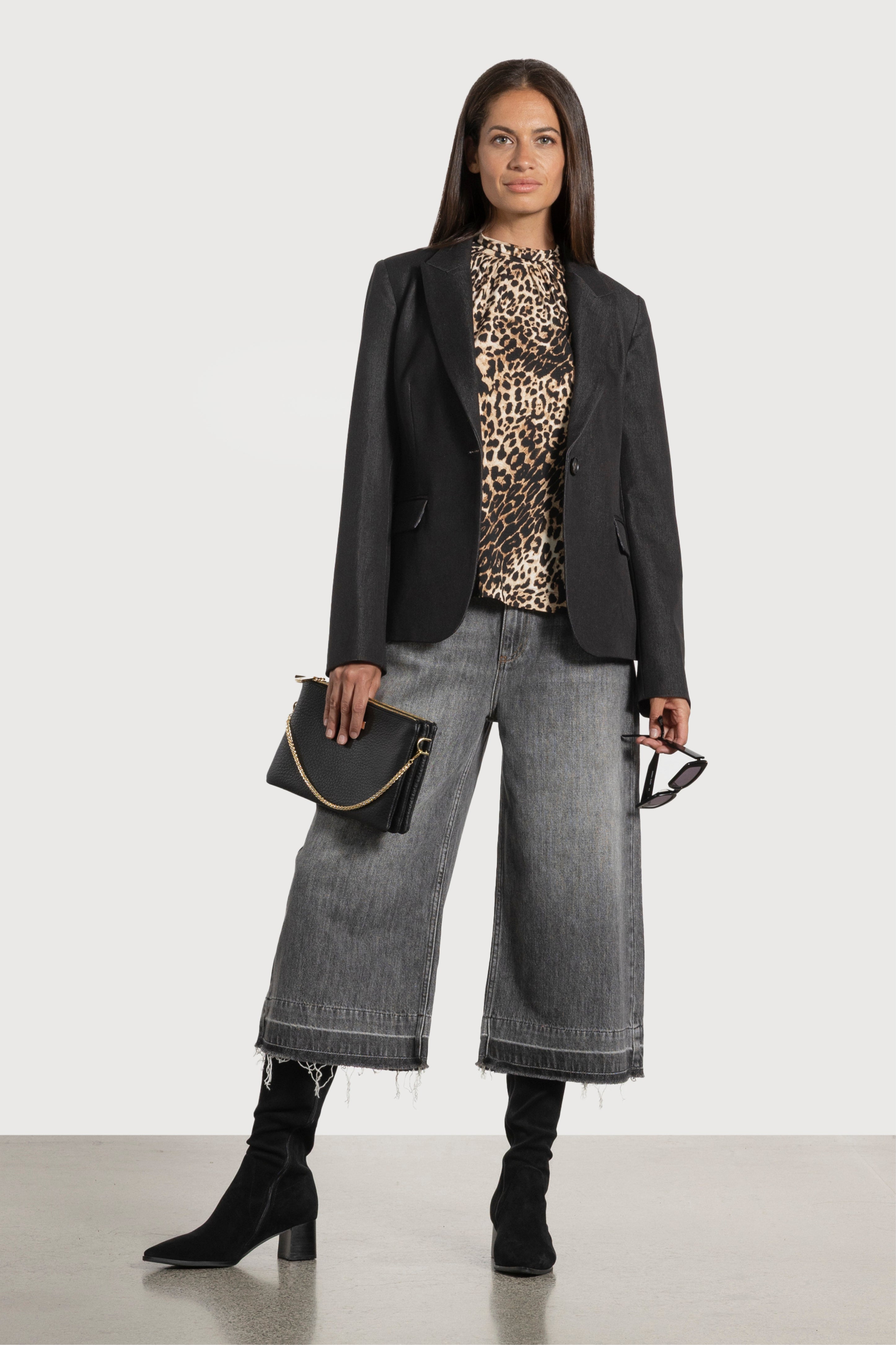 Grace Denim-Look Single Breasted Blazer