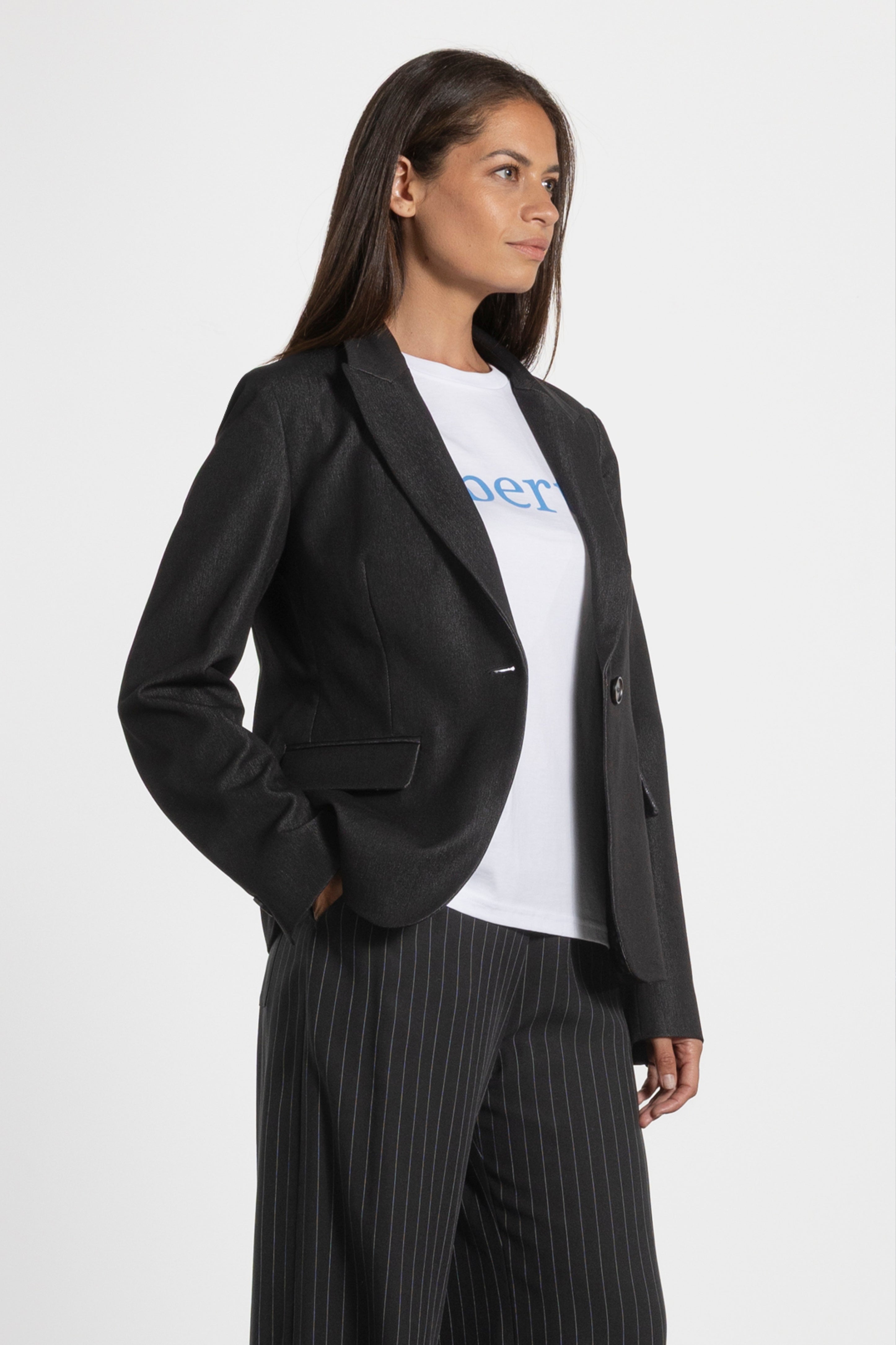 Grace Denim-Look Single Breasted Blazer