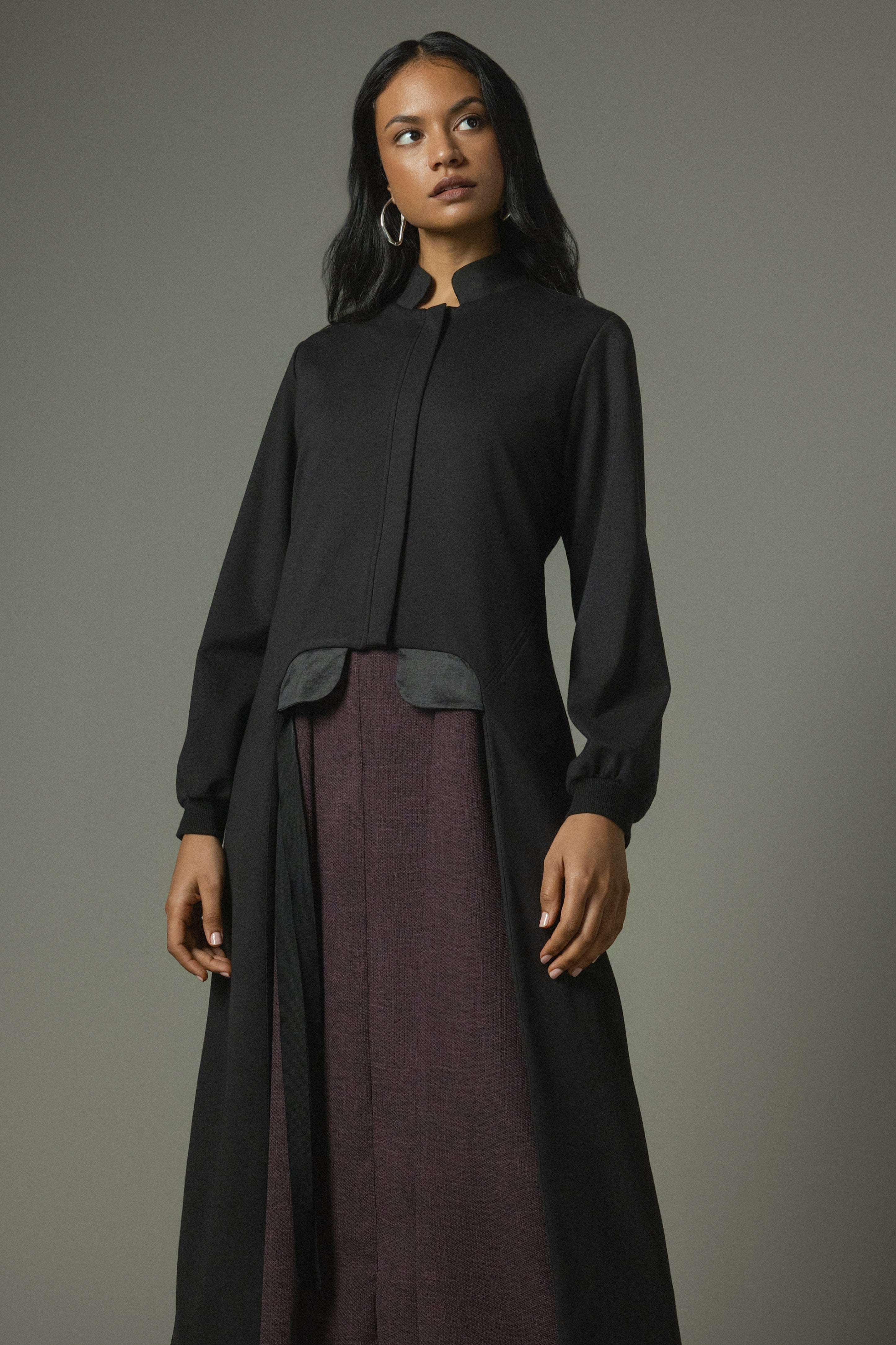 Harper Long Coat (With Lotus Brooch)