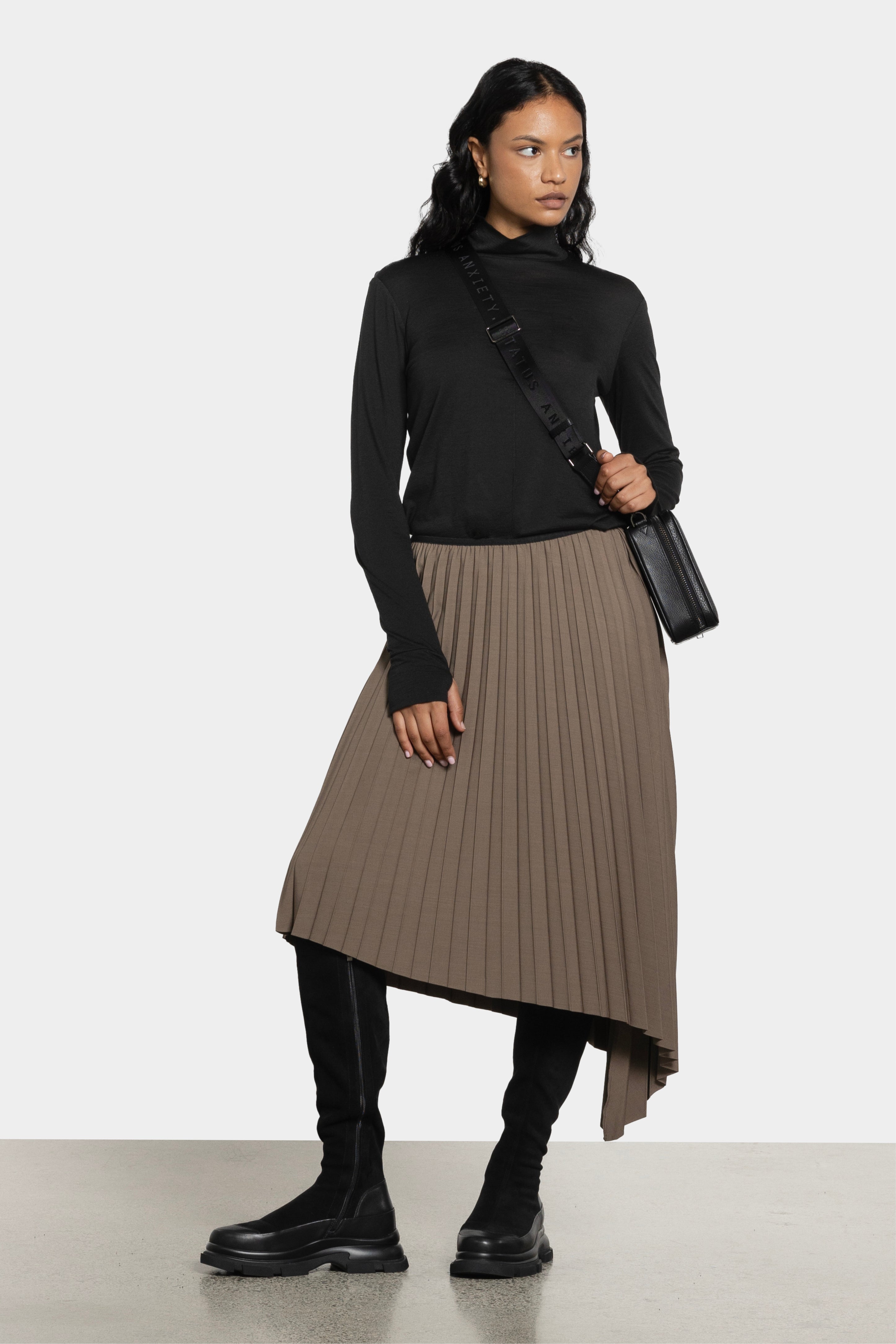 Kayla Asymmetric Pleated Skirt