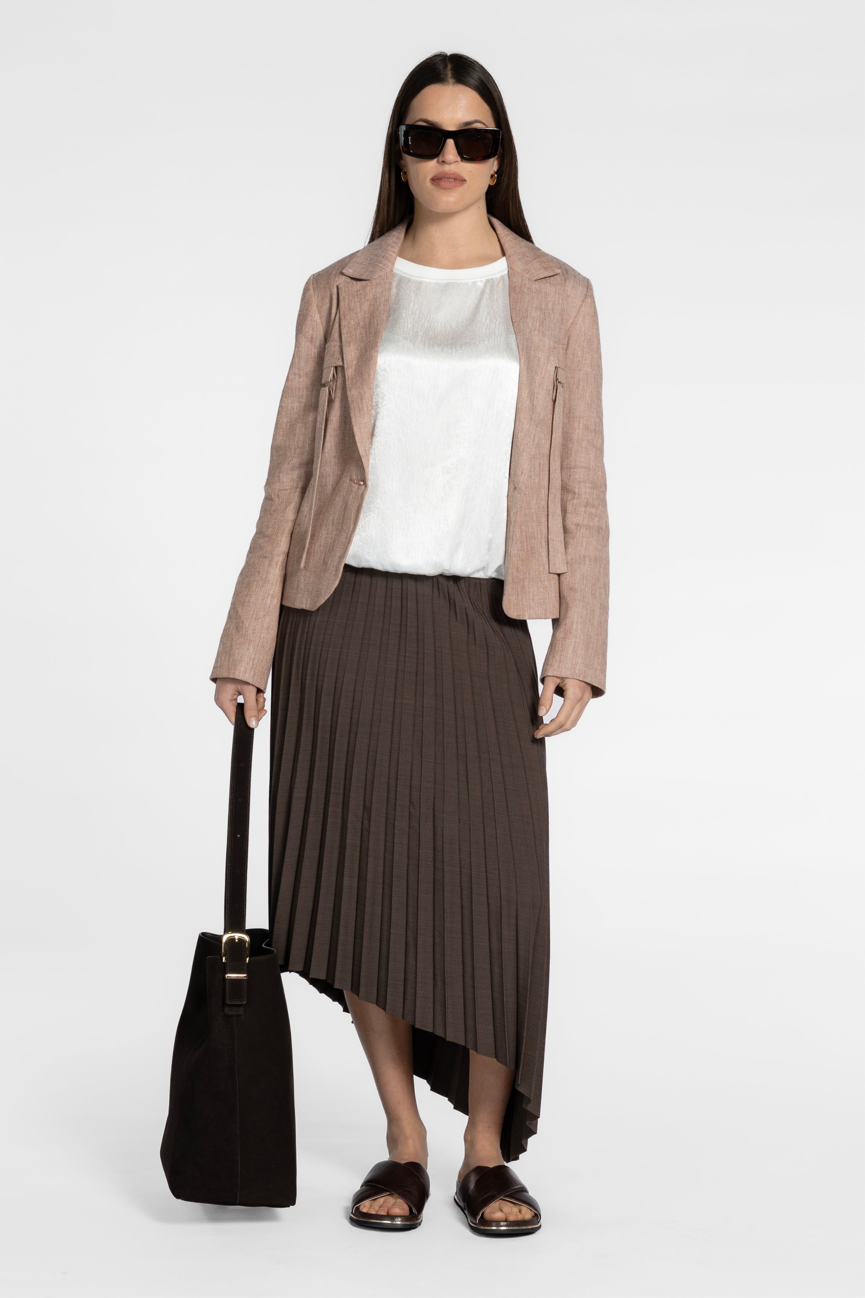 Kayla Asymmetric Pleated Skirt