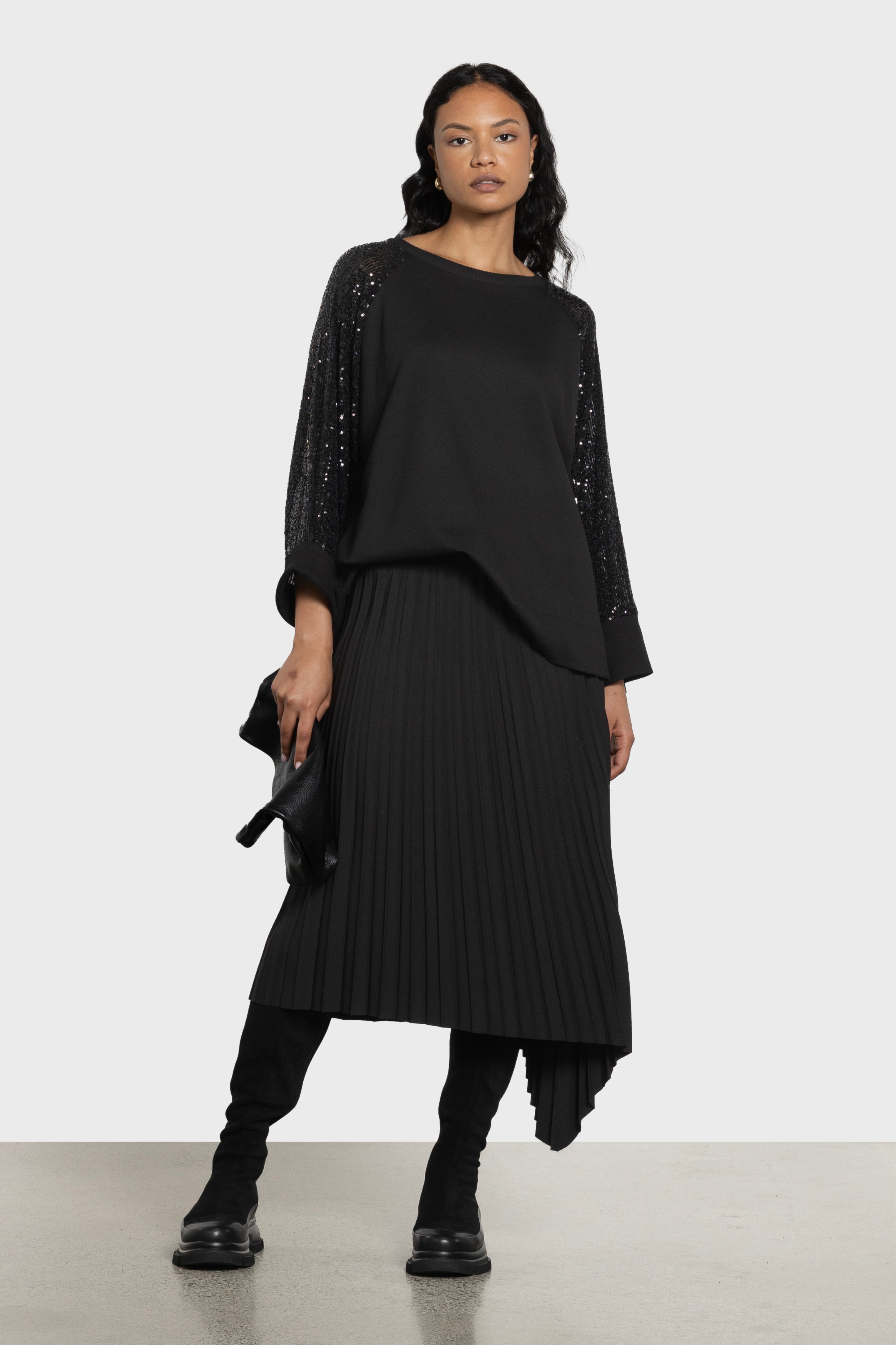 Kayla Asymmetric Pleated Skirt