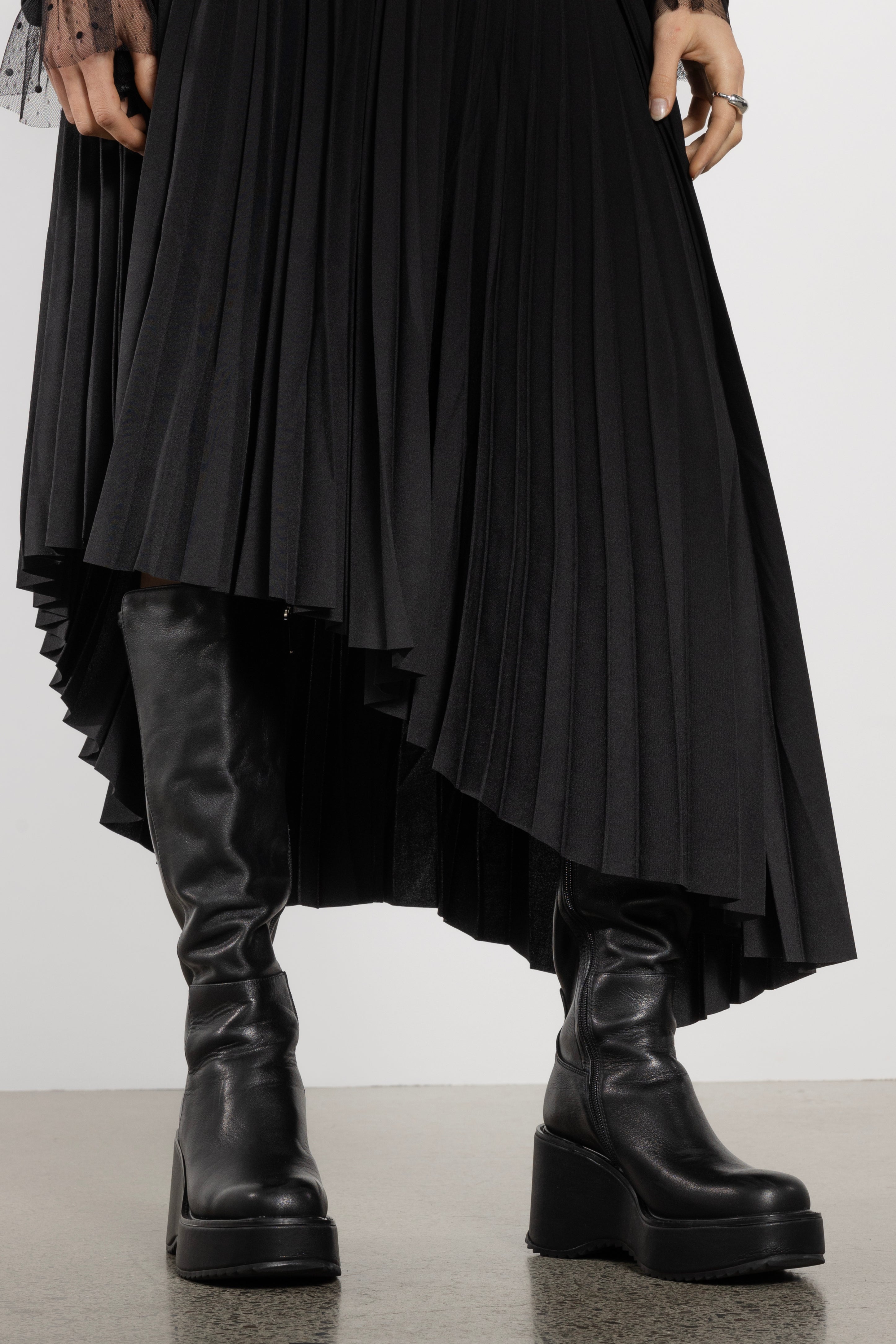 Kayla Asymmetric Pleated Skirt