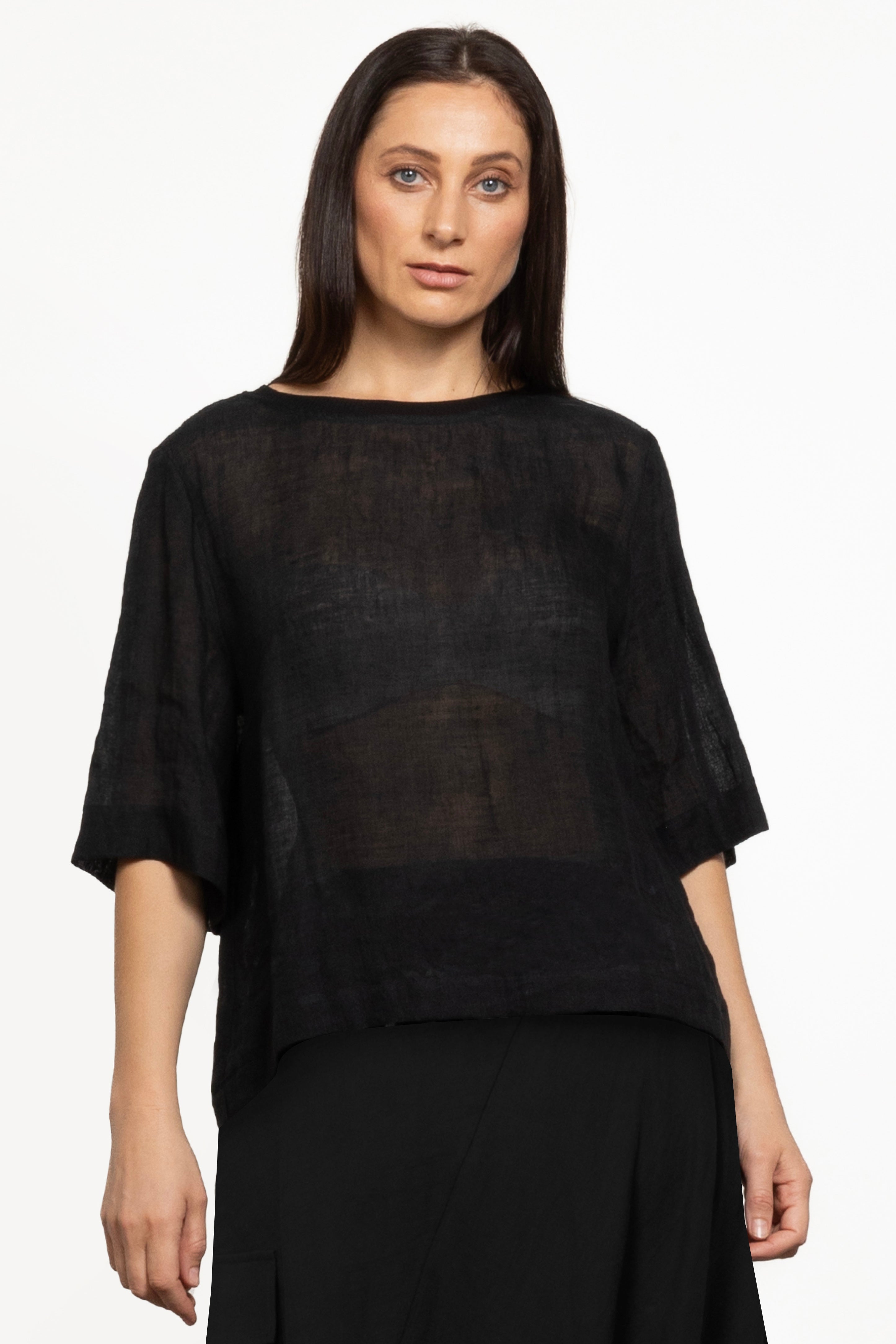 Lani Linen Mesh Top