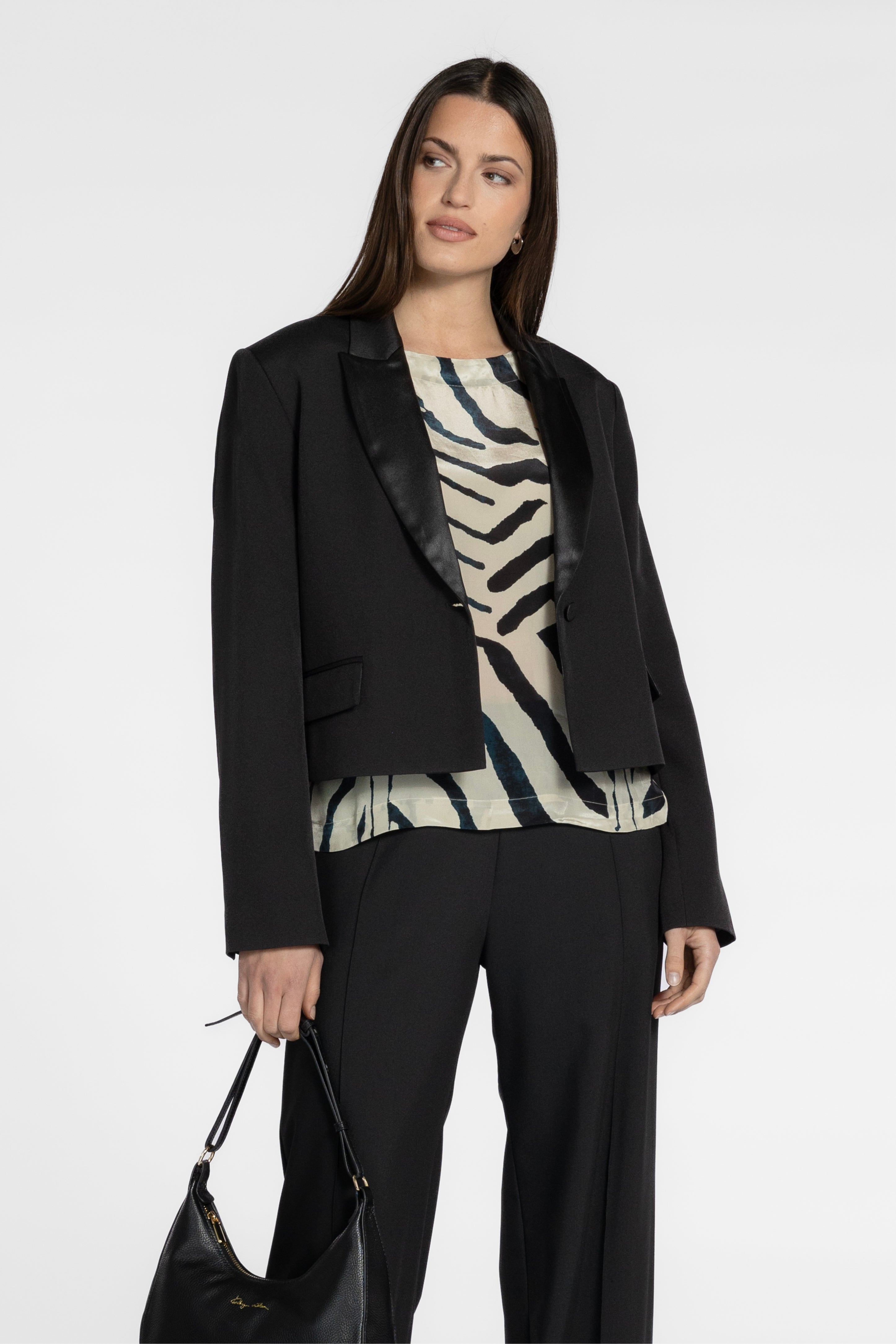 Legend Satin Collar Crop Blazer