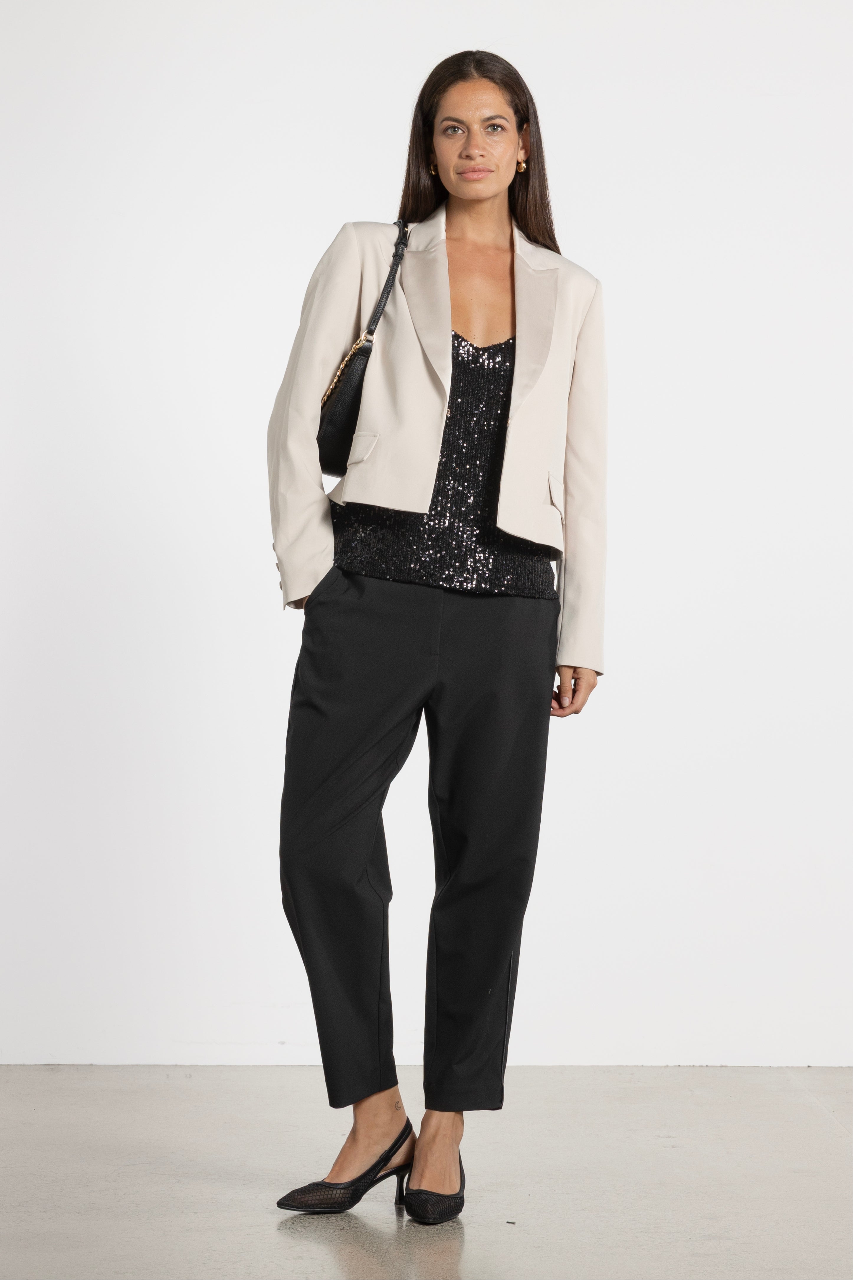 Legend Satin Collar Crop Blazer