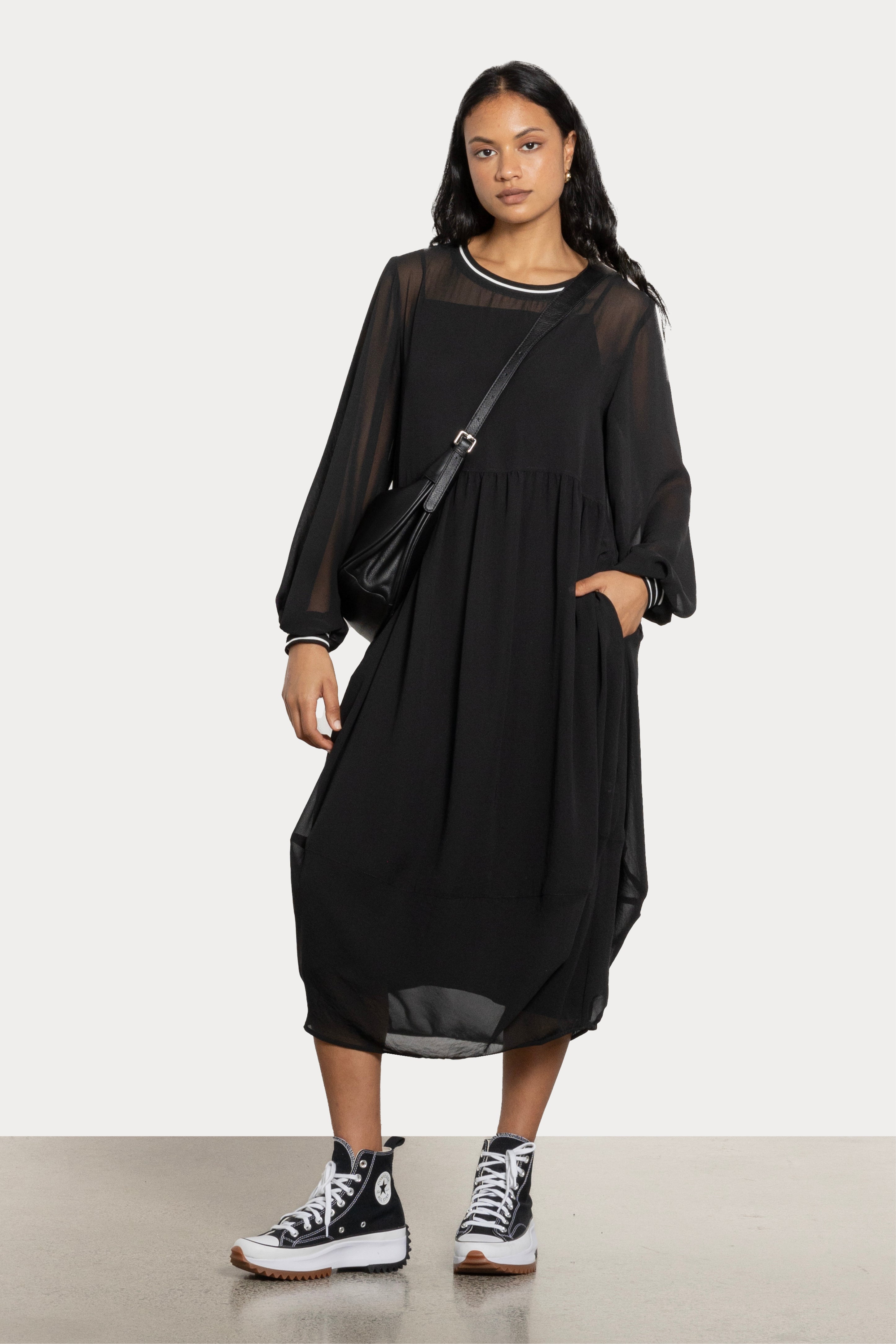 Lucy Semi Sheer Long Sleeve Dress & Slip