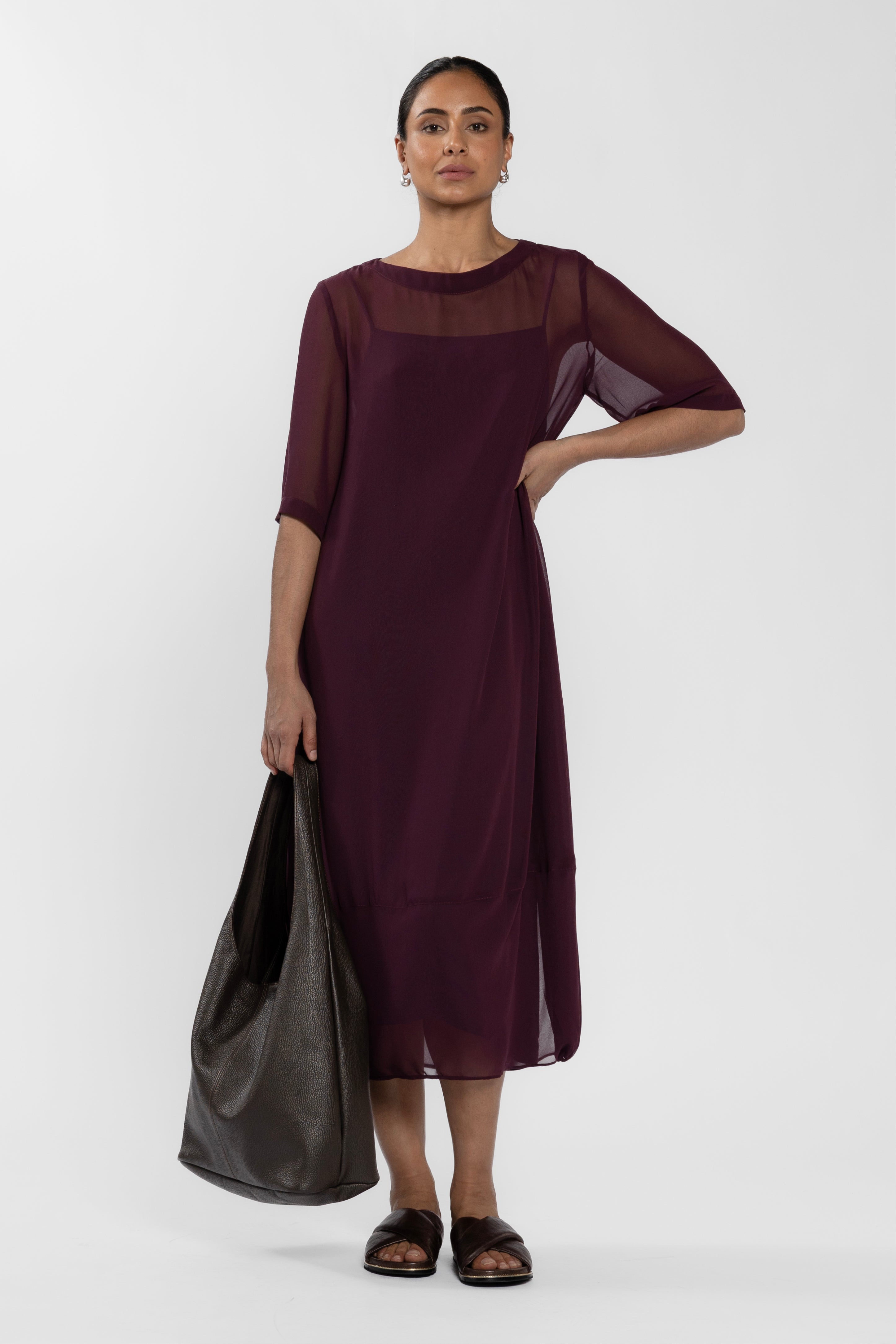 Maison Chiffon Midi Dress