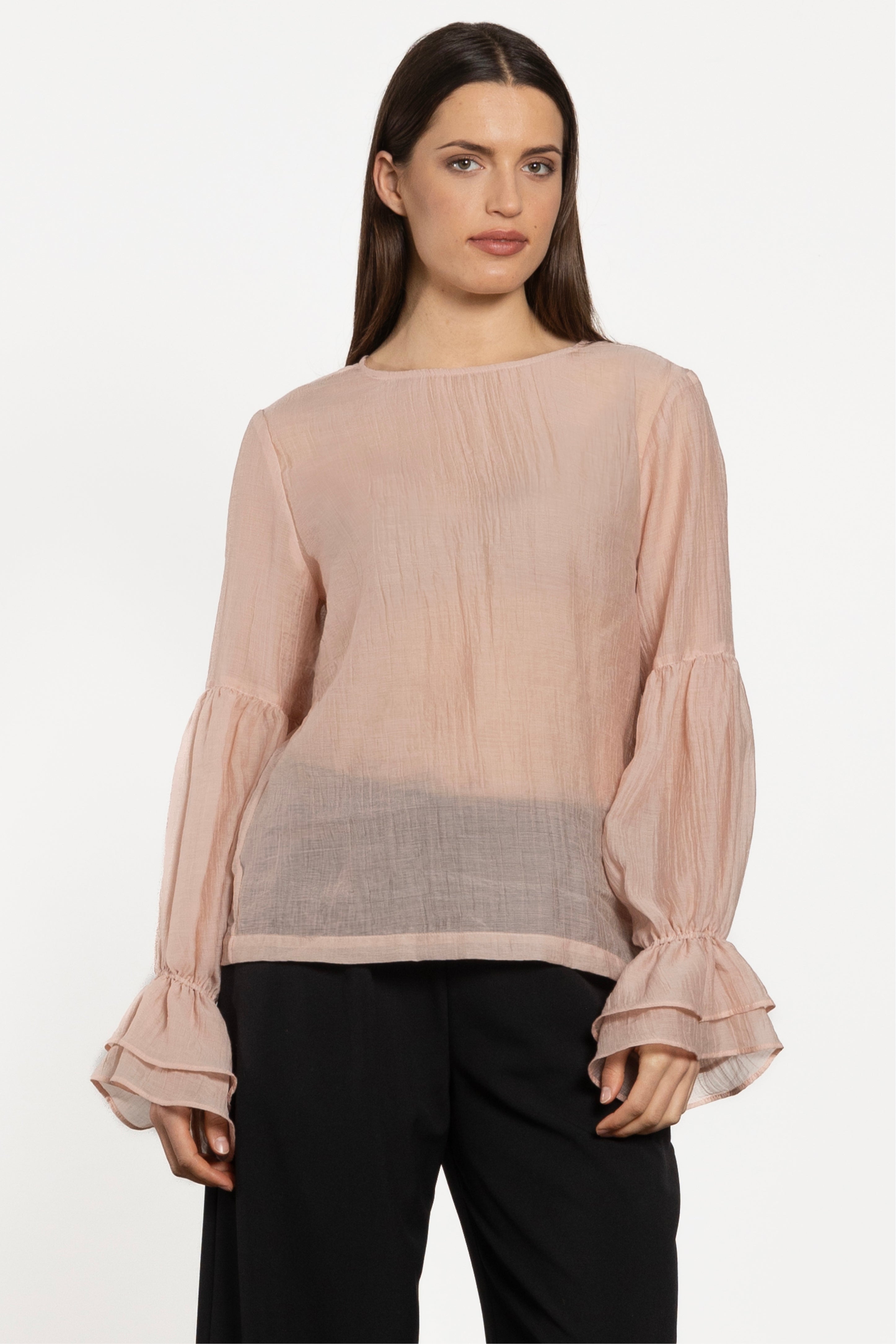 Poet Long Sleeve Semi-Sheer Blouse