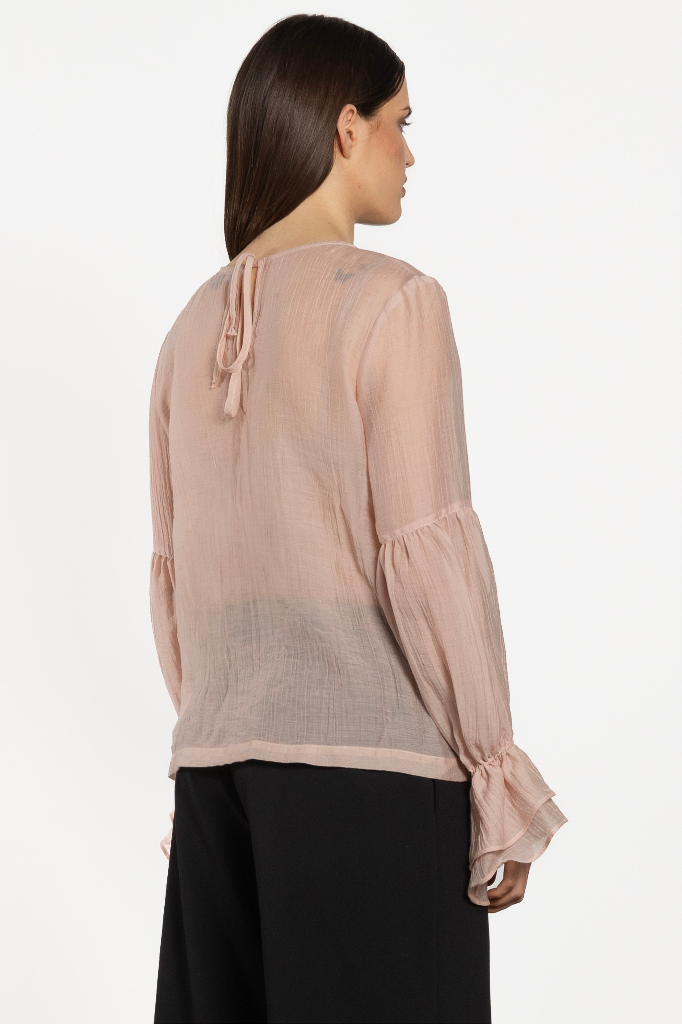Poet Long Sleeve Semi-Sheer Blouse