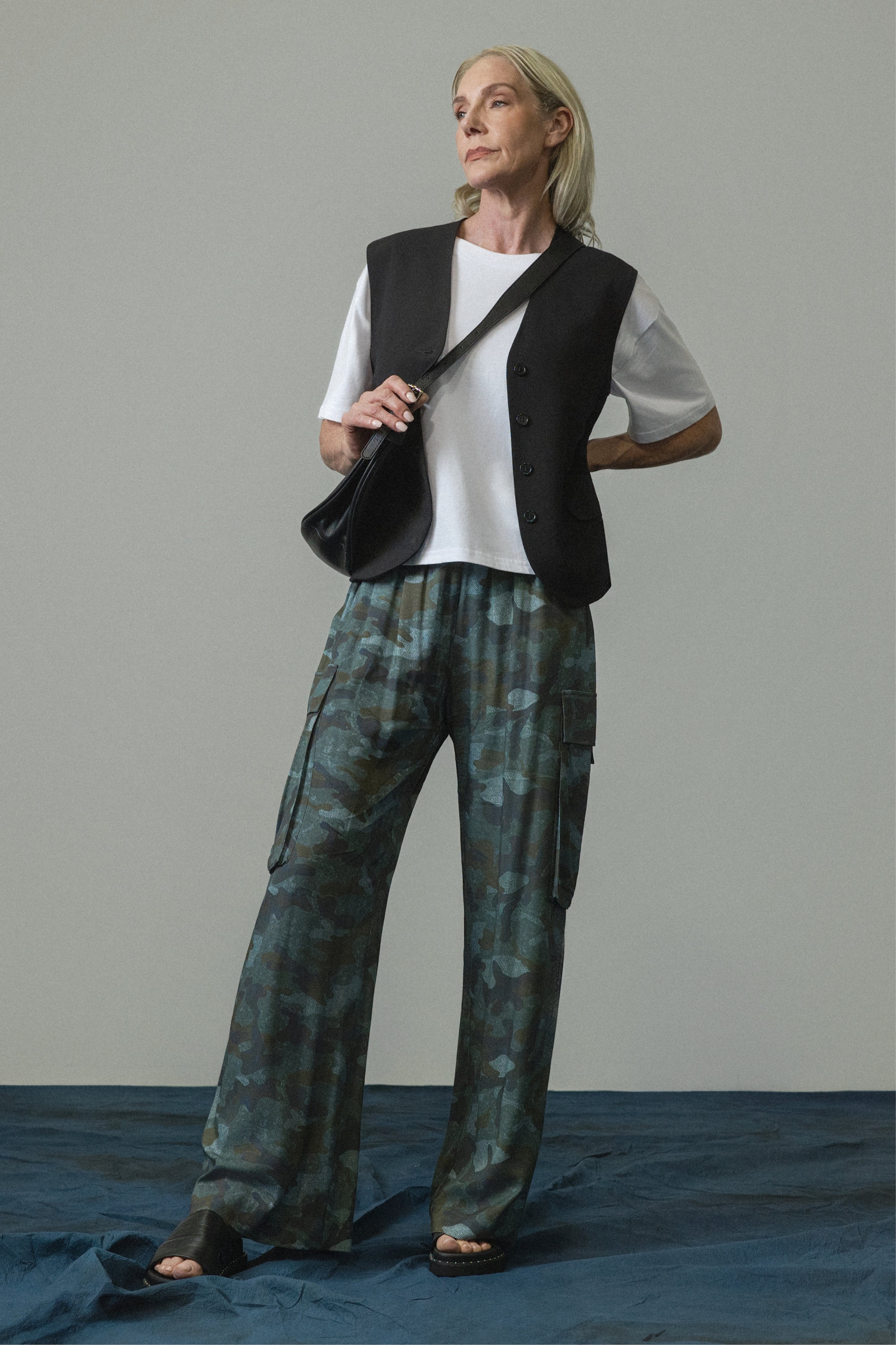 Republic Print Wide Leg Cargo Pant