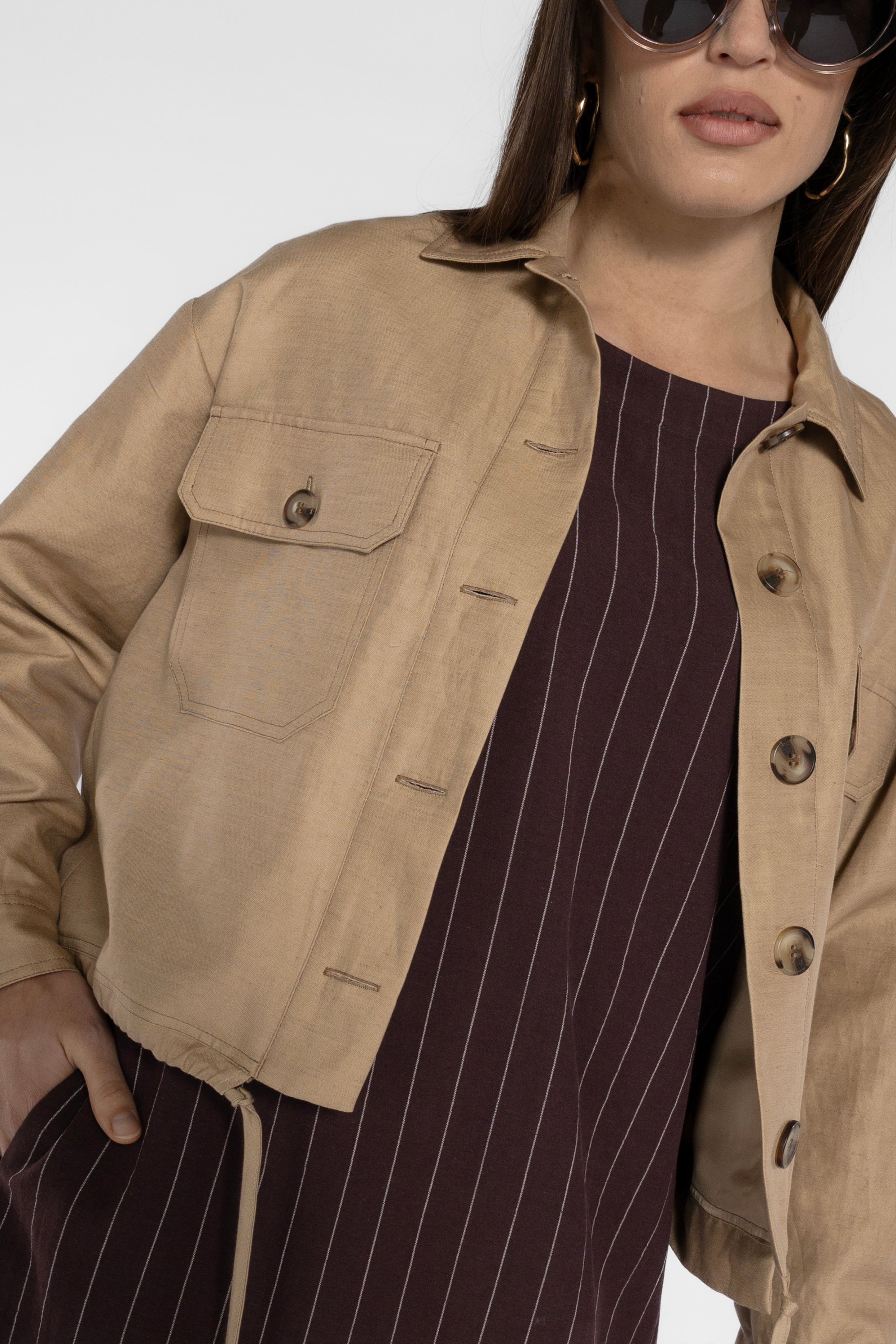 Ria Linen Blend Cropped Jacket