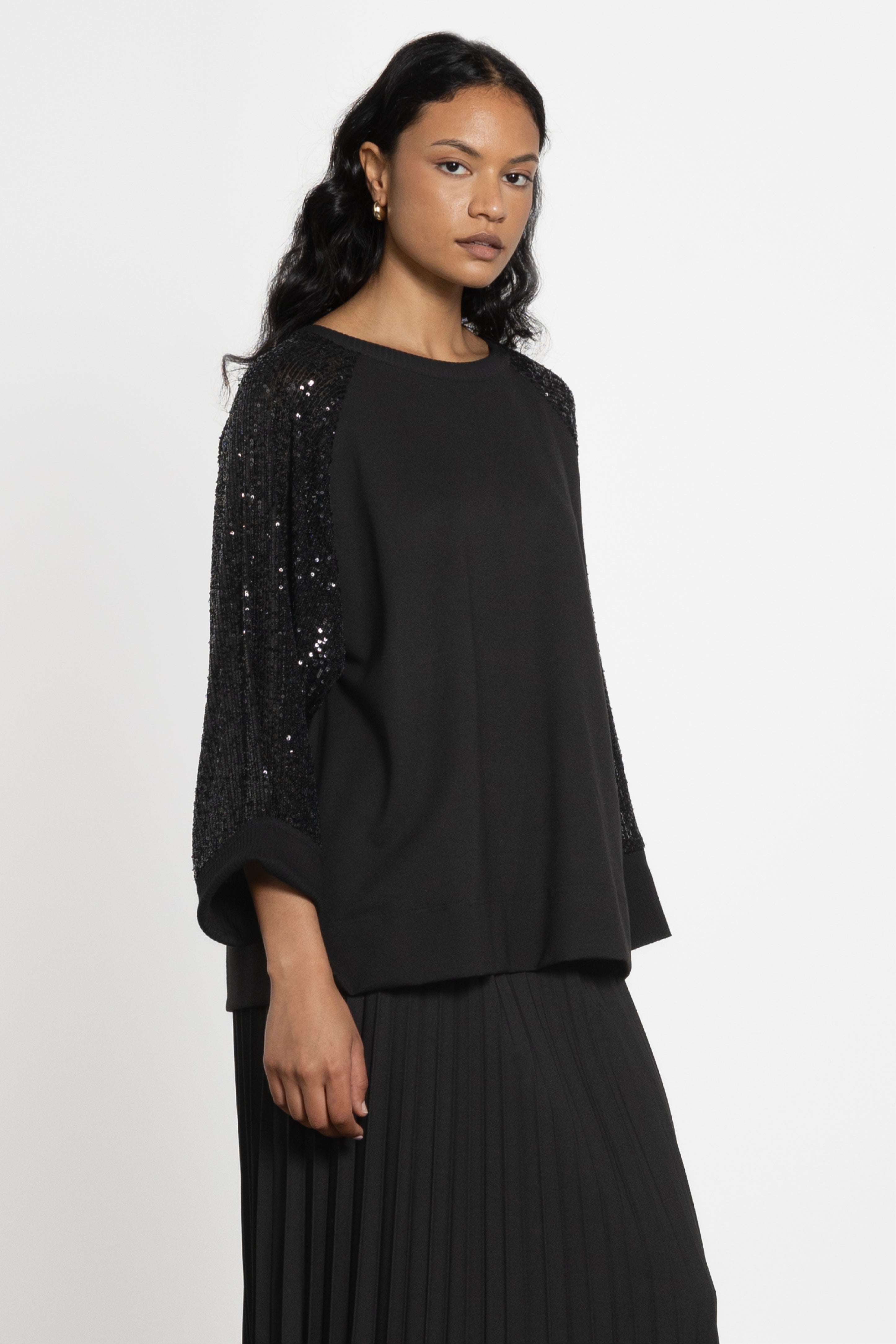 Roman Sequin Sleeve Sweatshirt