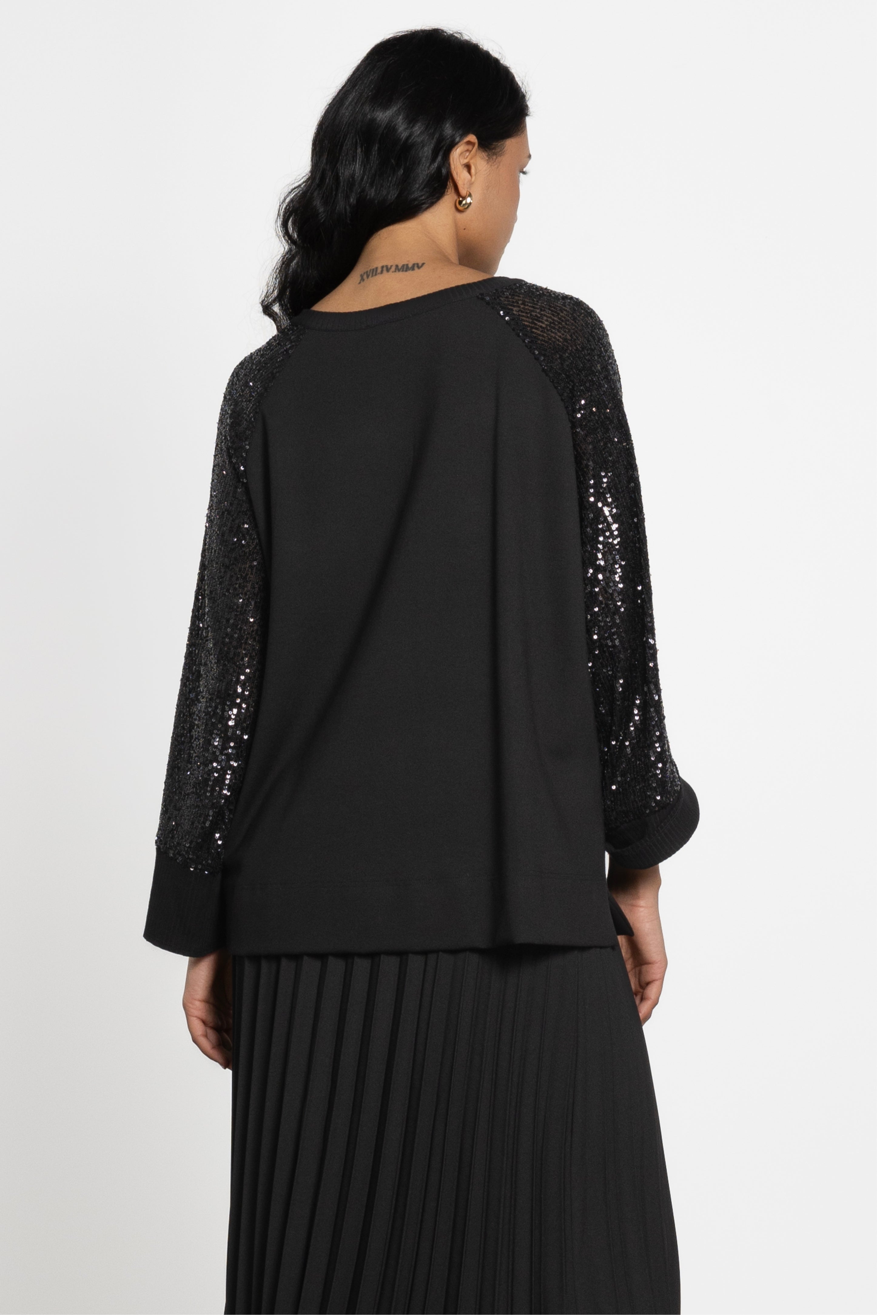 Roman Sequin Sleeve Sweatshirt