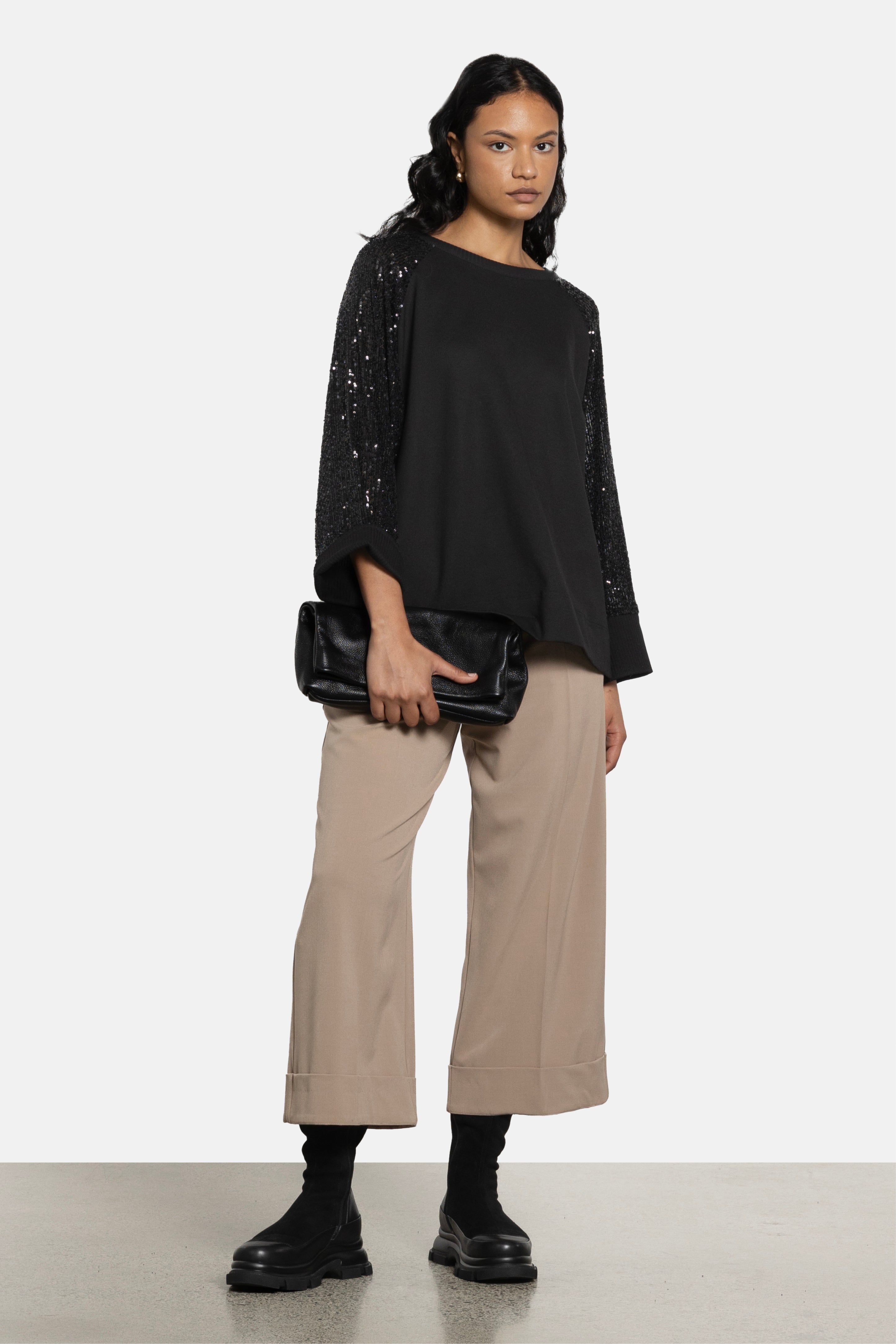 Roman Sequin Sleeve Sweatshirt