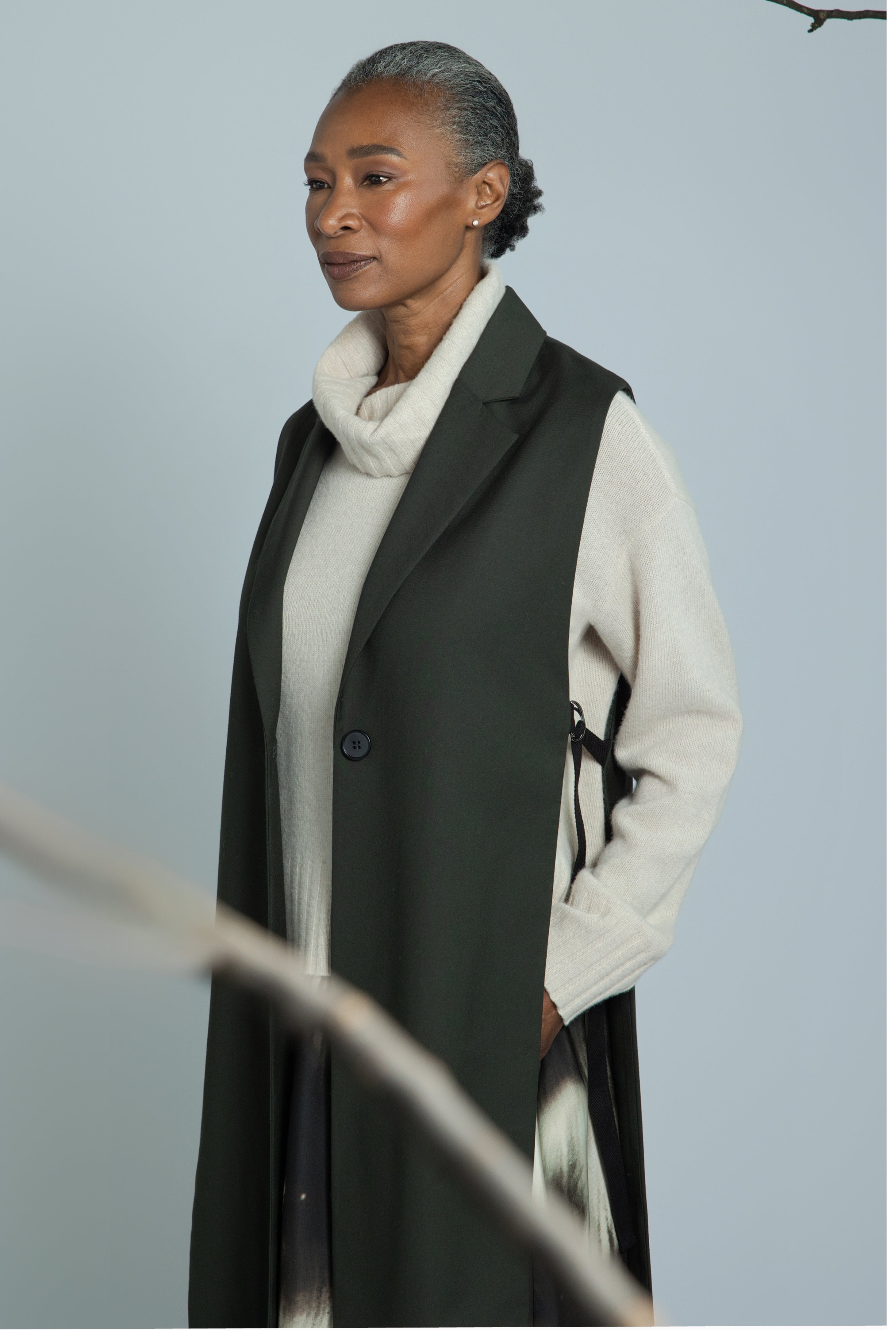 Rowena Sleeveless Split Side Jacket