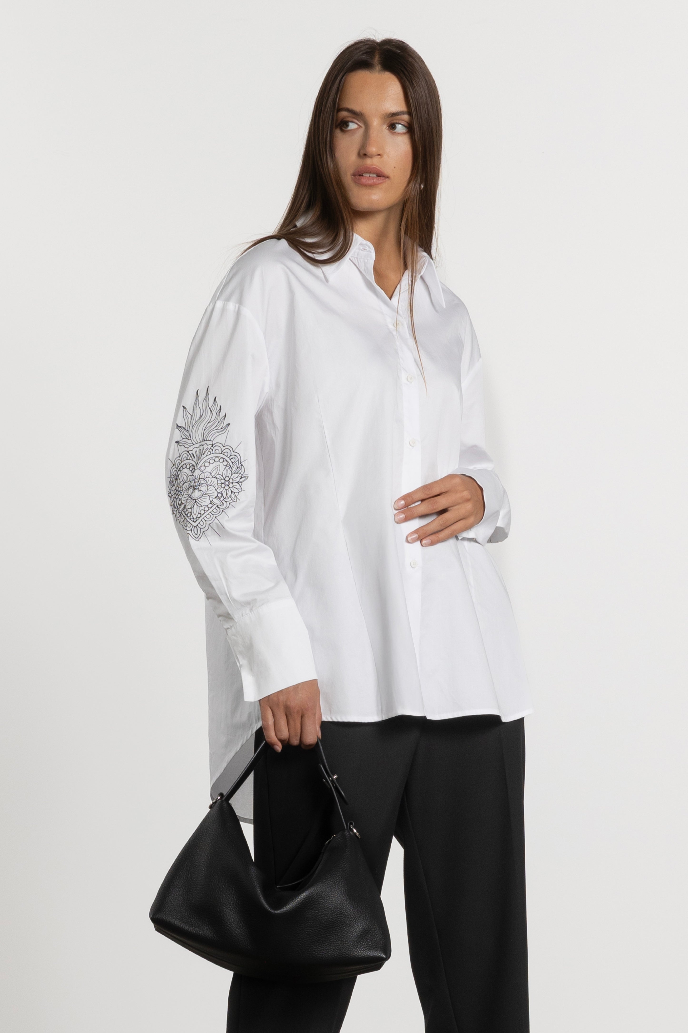 Satchi Embroidered Sleeve Cotton Shirt