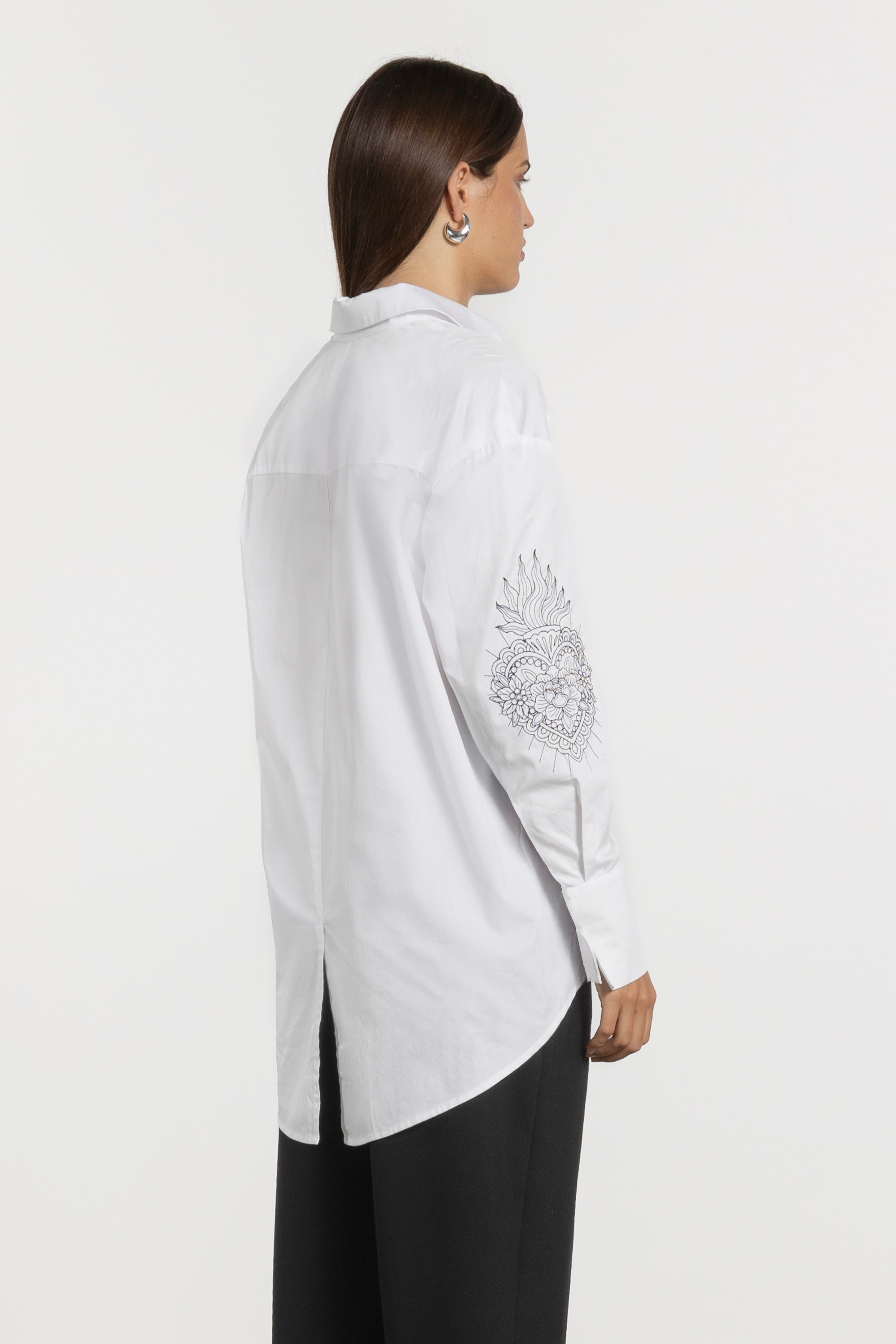 Satchi Embroidered Sleeve Cotton Shirt