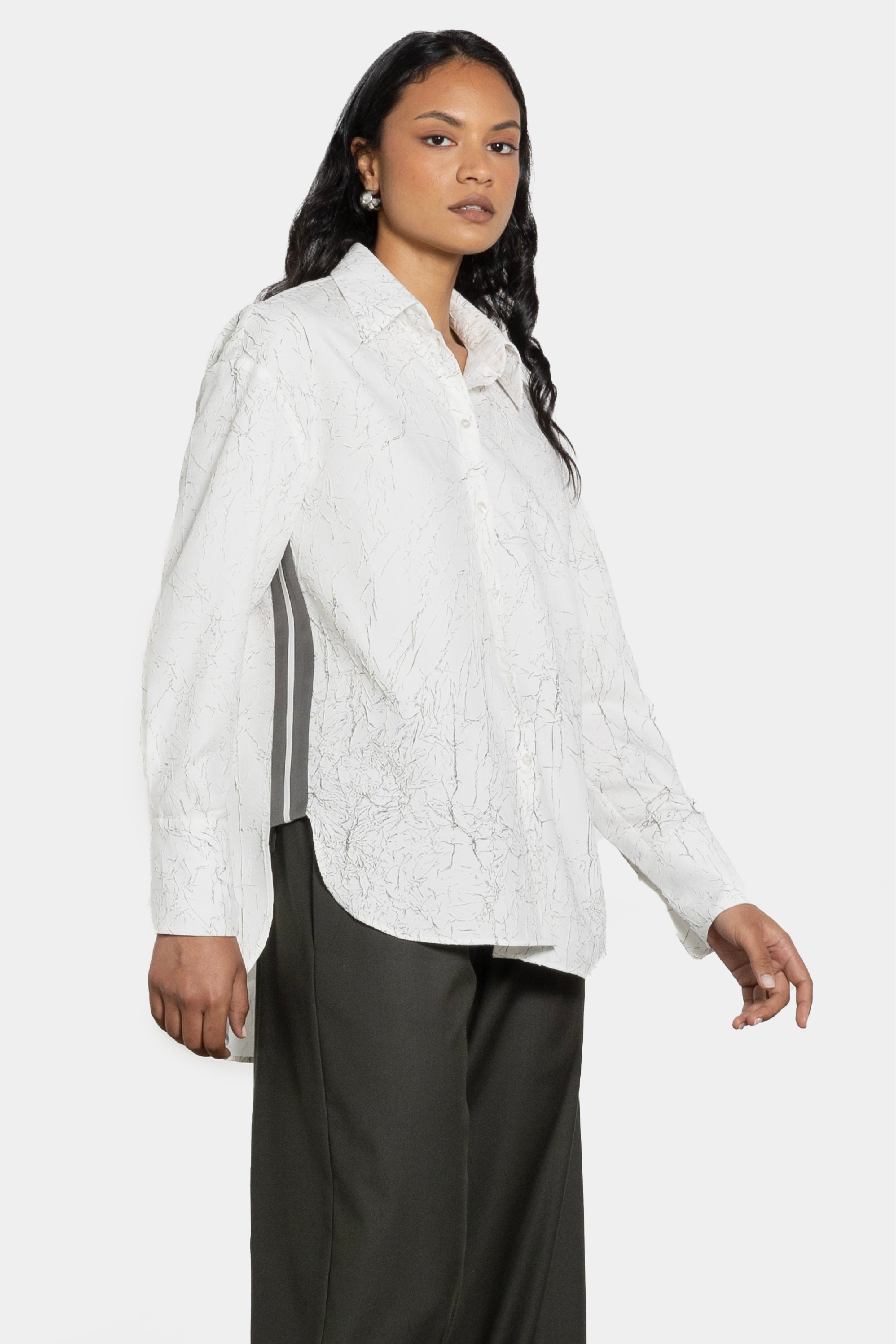 Serena Side Stripe Crushed Shirt