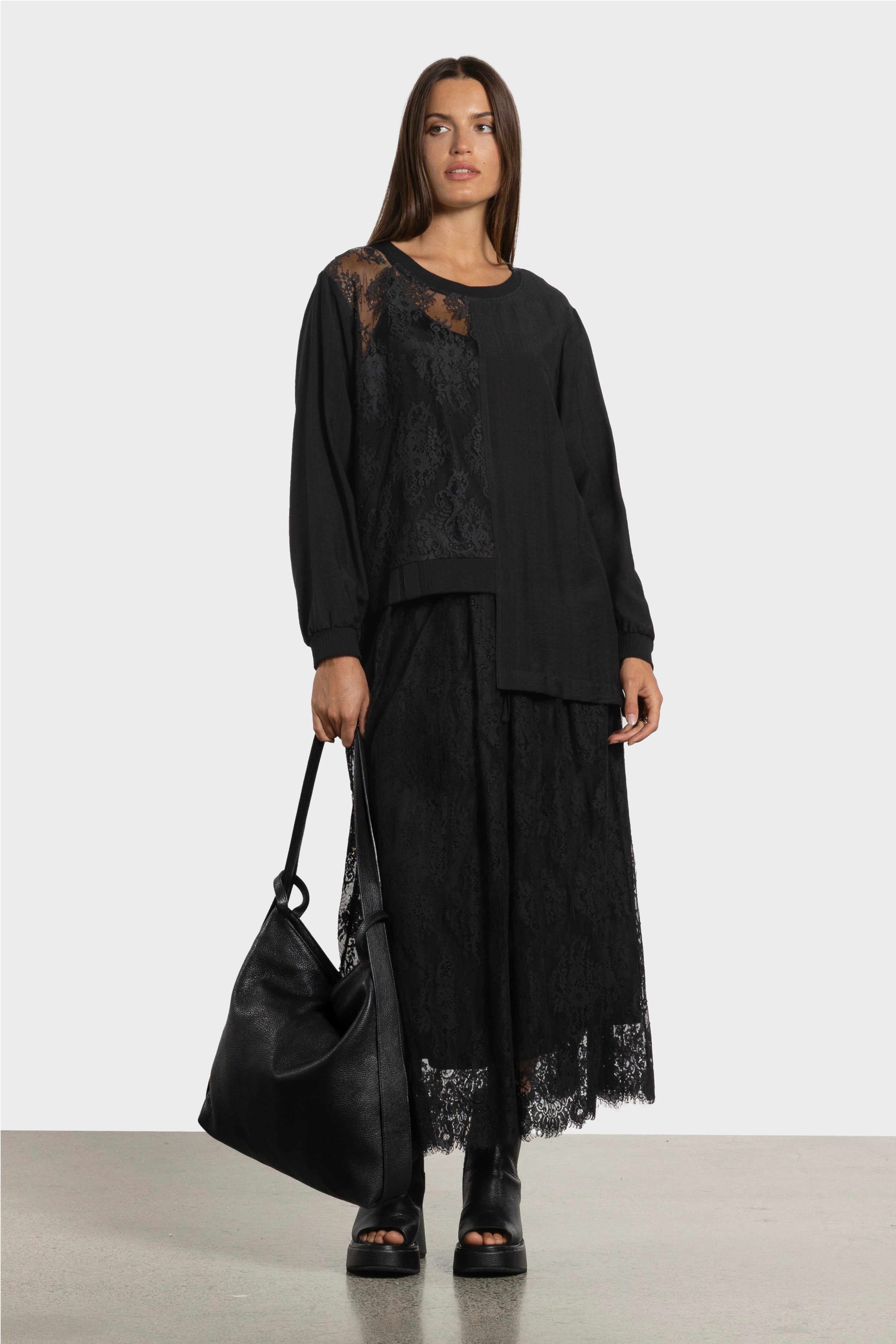 Sigma Lace Insert Asymmetric Top