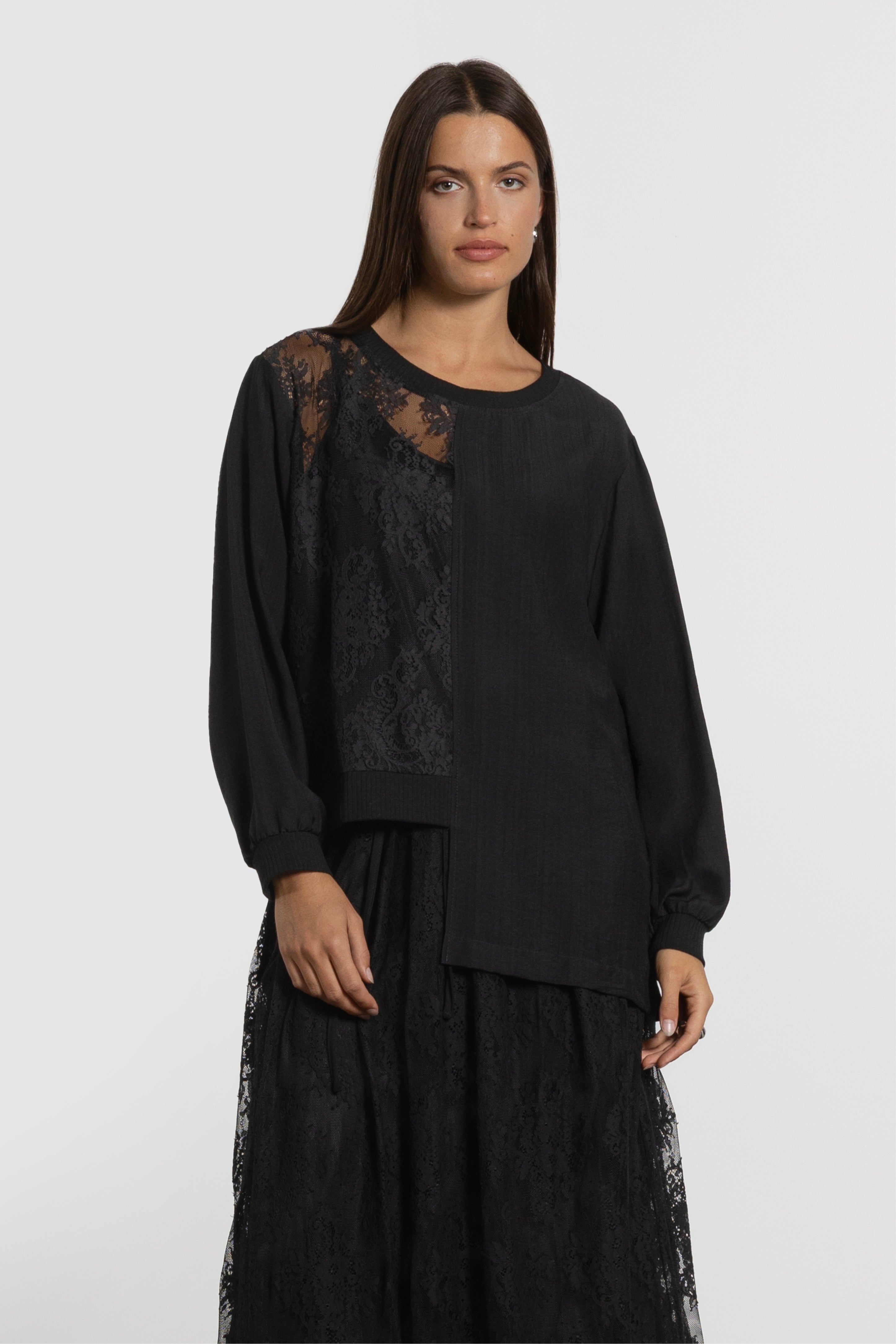 Sigma Lace Insert Asymmetric Top