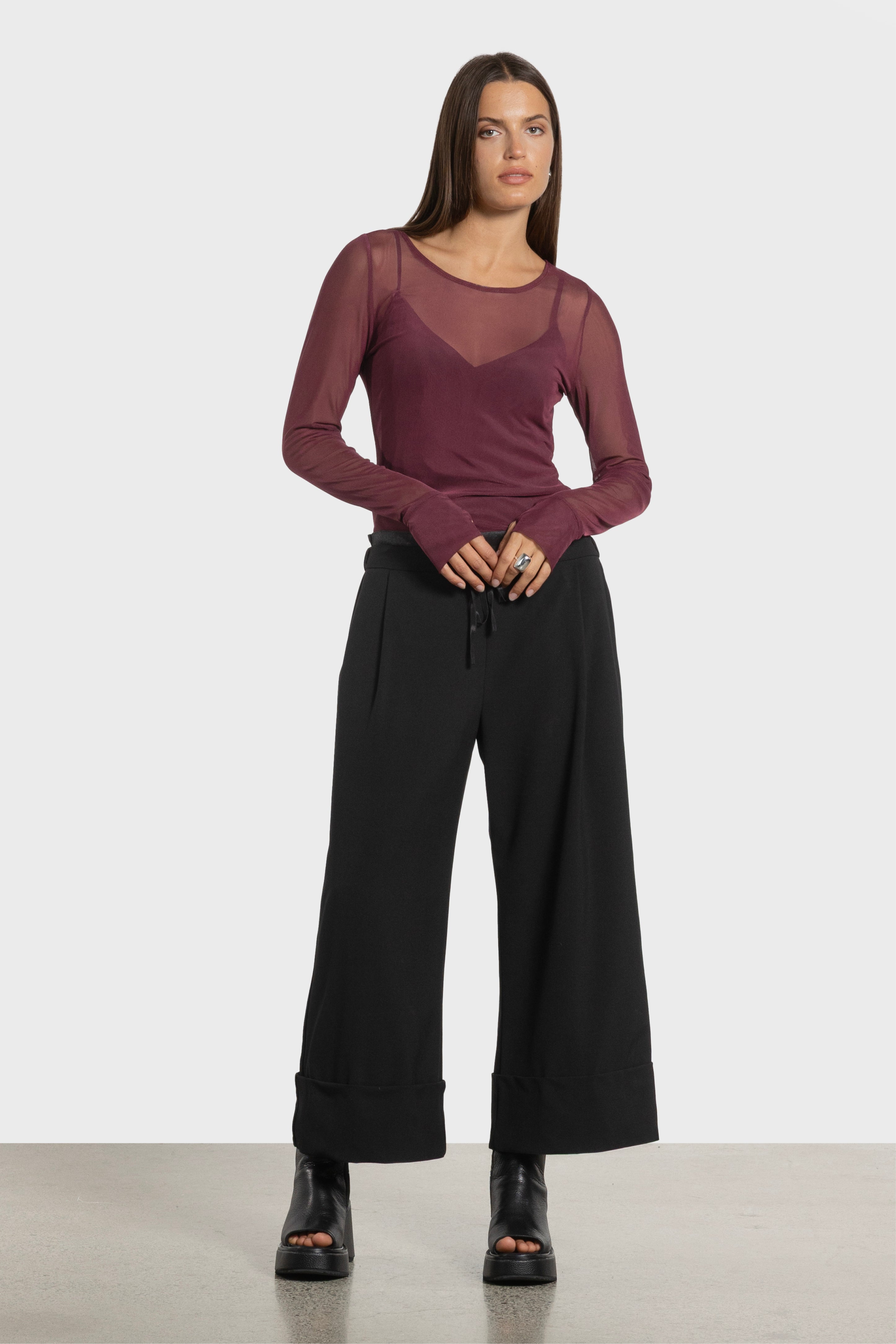 Siri Long Sleeve Fine Mesh Layering Top
